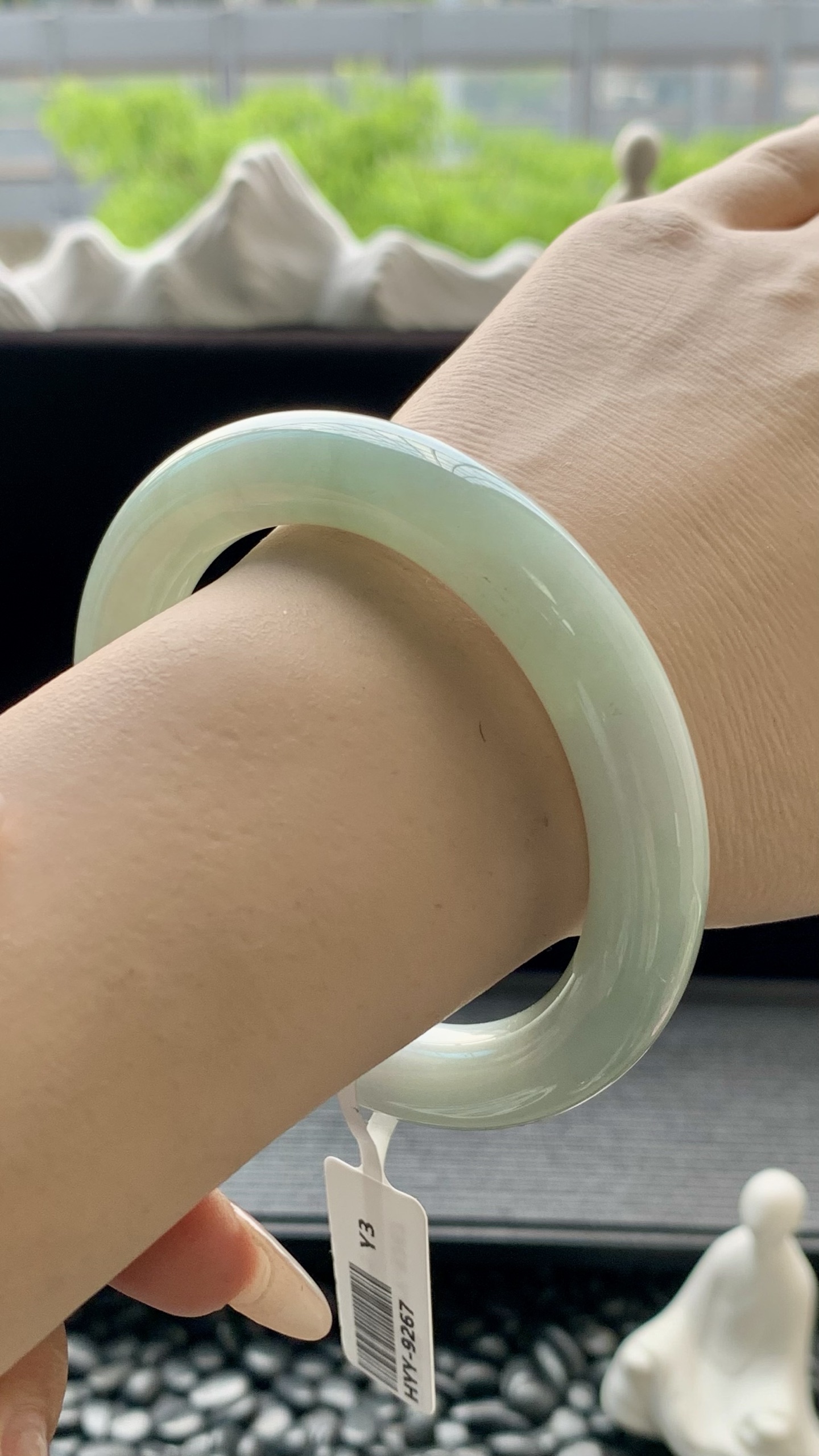 晴绿圆条圆条手镯成品 HYY-9267 尺寸：56-11-11