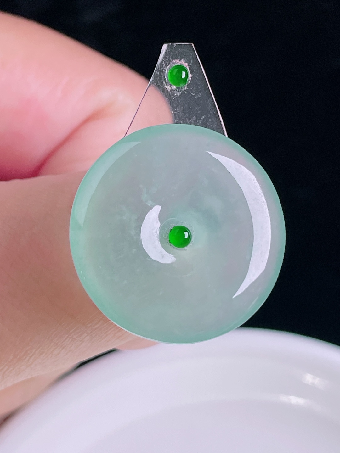 ️平安扣，老种起光，细底通透，尺寸：24.3/4.3mm0920