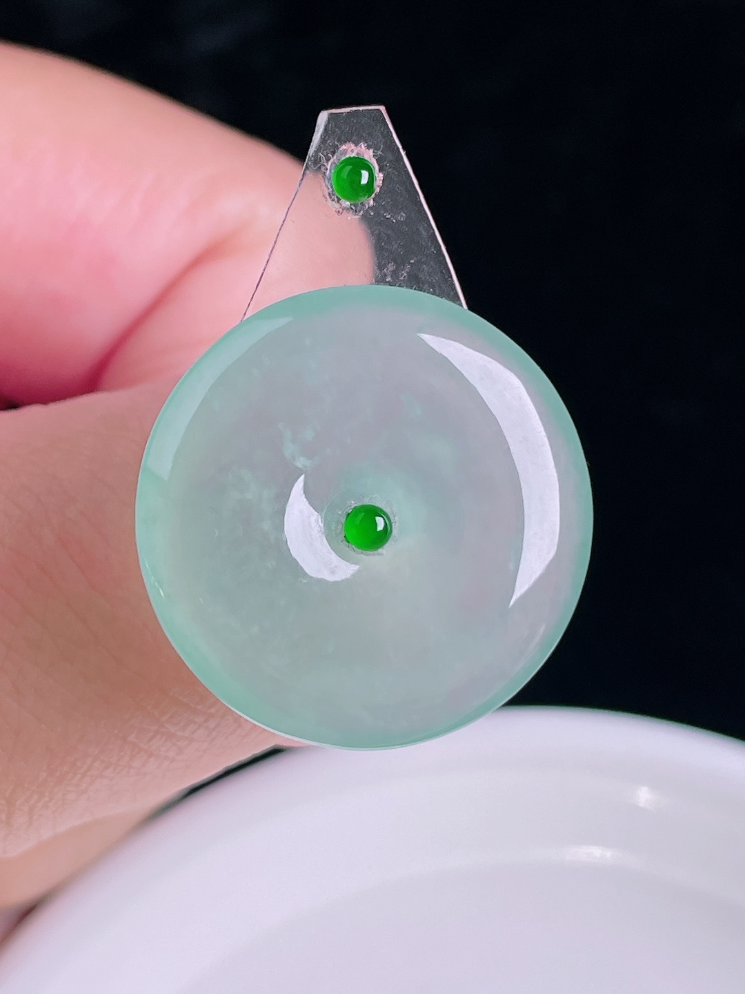 ️平安扣，老种起光，细底通透，尺寸：24.3/4.3mm0920