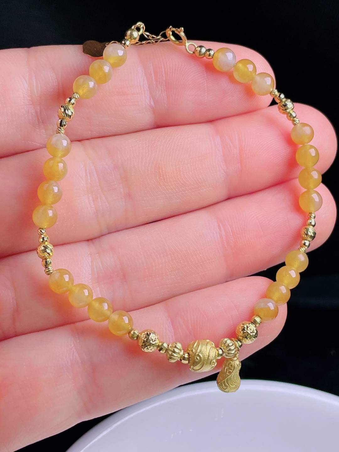 ️冰黄手链，老种起光，细底通透，尺寸：4.2mm0920