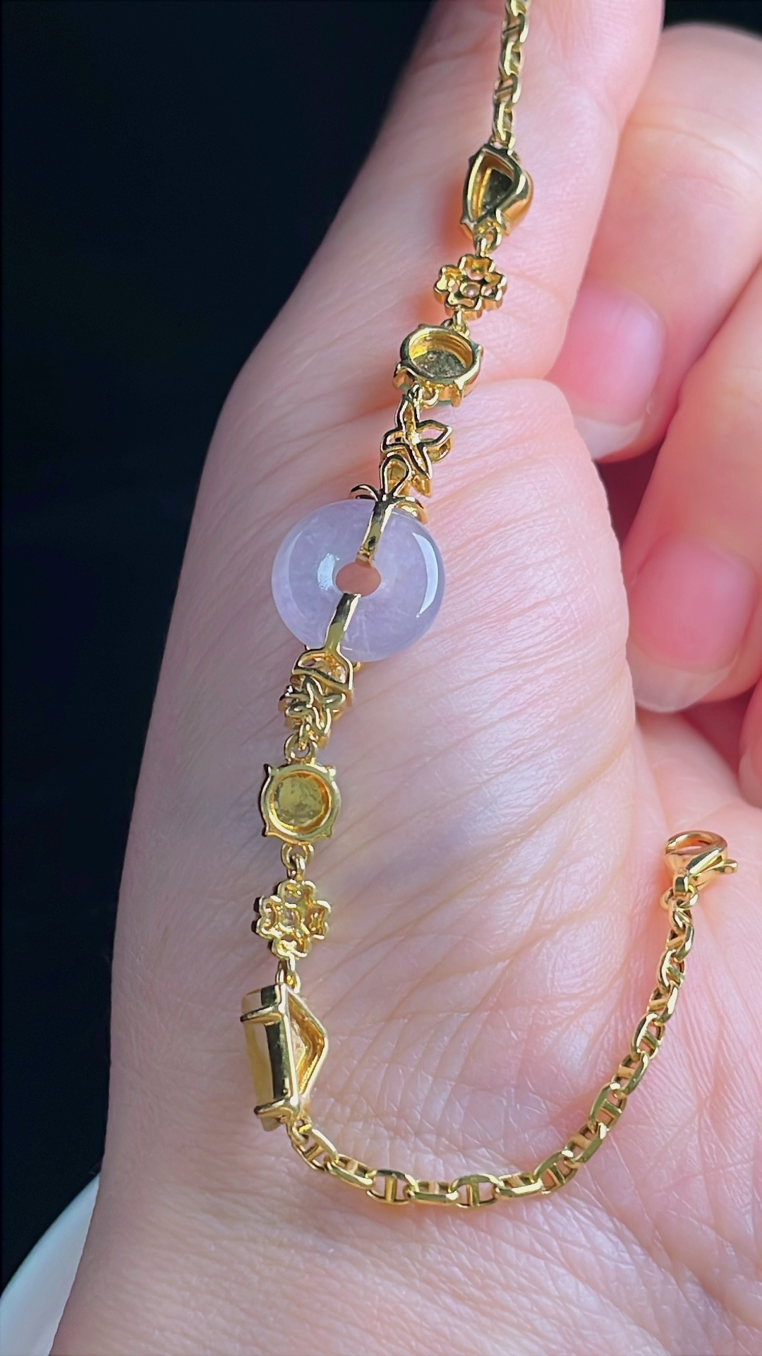 ️冰紫手链，18k镶嵌，老种起光，细底通透，尺寸：11.7/3mm0920
