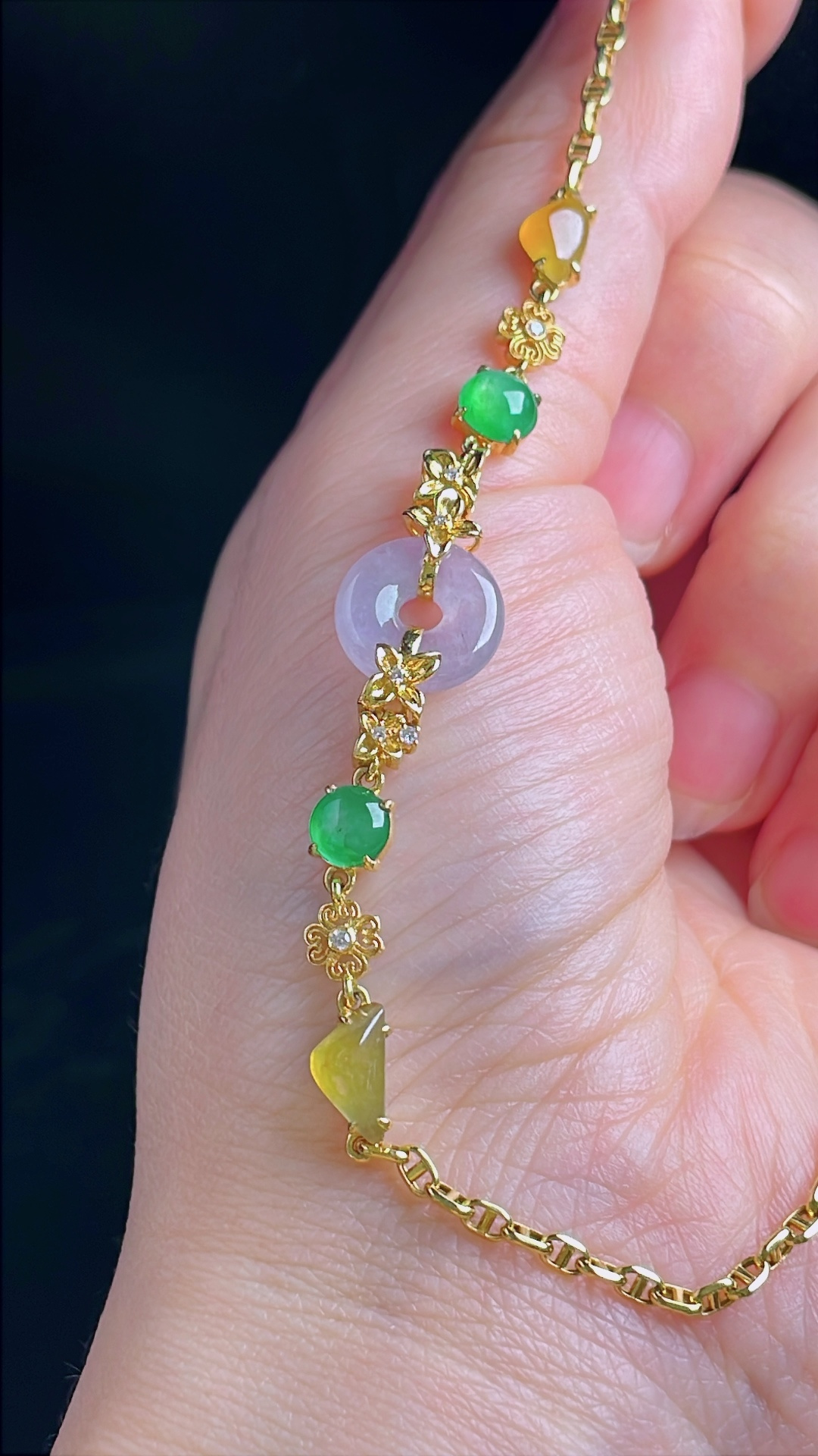 ️冰紫手链，18k镶嵌，老种起光，细底通透，尺寸：11.7/3mm0920