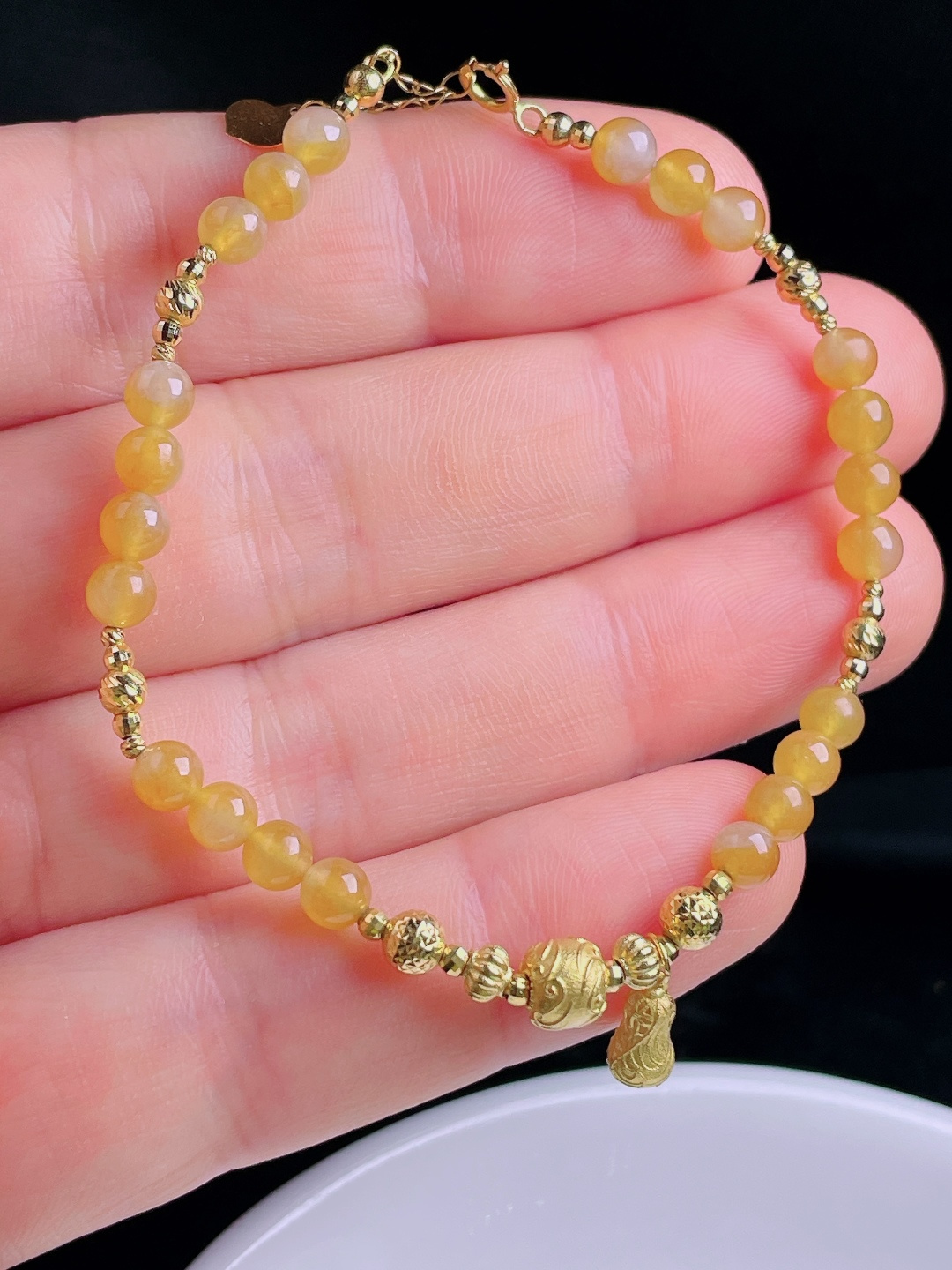 ️冰黄手链，老种起光，细底通透，尺寸：4.2mm0920