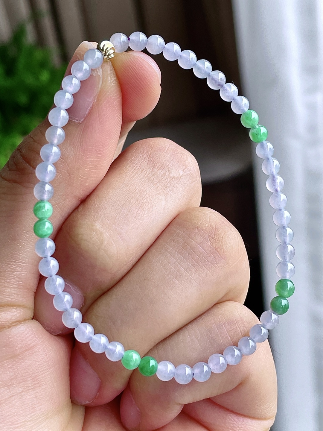【珠子】冰双彩手串圆珠珠子手串 【说明】缅甸 性比高 【尺寸】3.6mm 【重量】4.3克