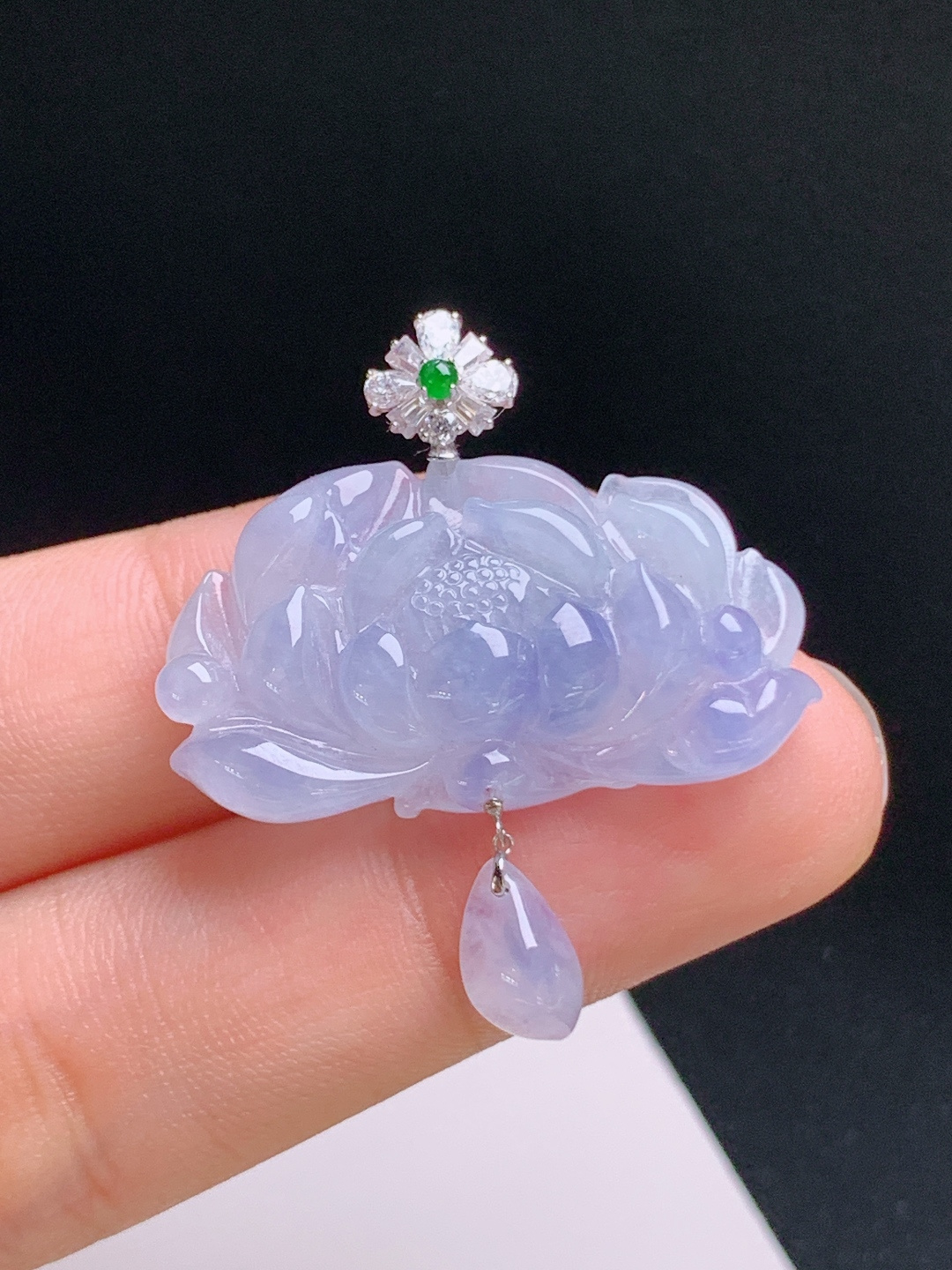 ️ 冰粉紫莲花吊坠，清雅柔润，花开富贵，设计别致 裸石17.5-30.5-6.7 整体34.1 5