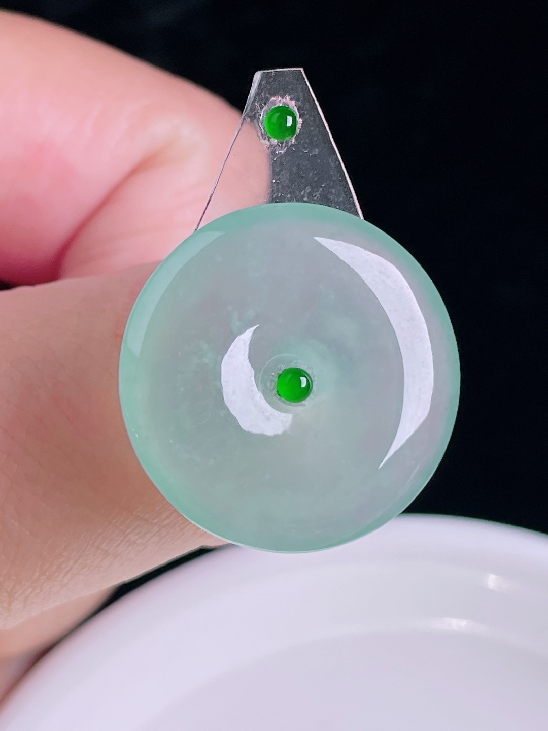 ️平安扣，老种起光，细底通透，尺寸：24.3/4.3mm0920