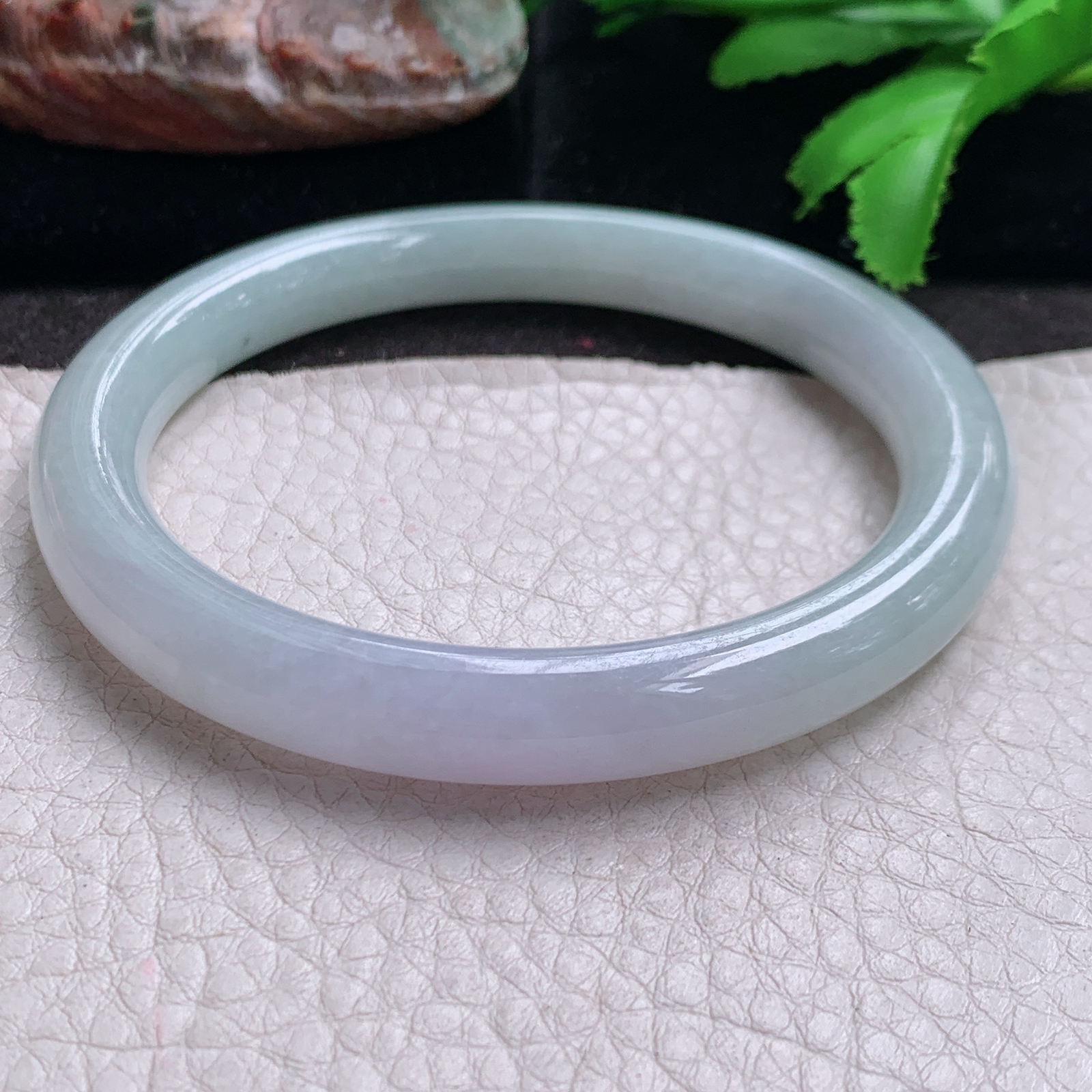 jc大圈口60*9美人镯 缅甸翡翠a货玉手镯冰胶飘紫圆条叮当镯