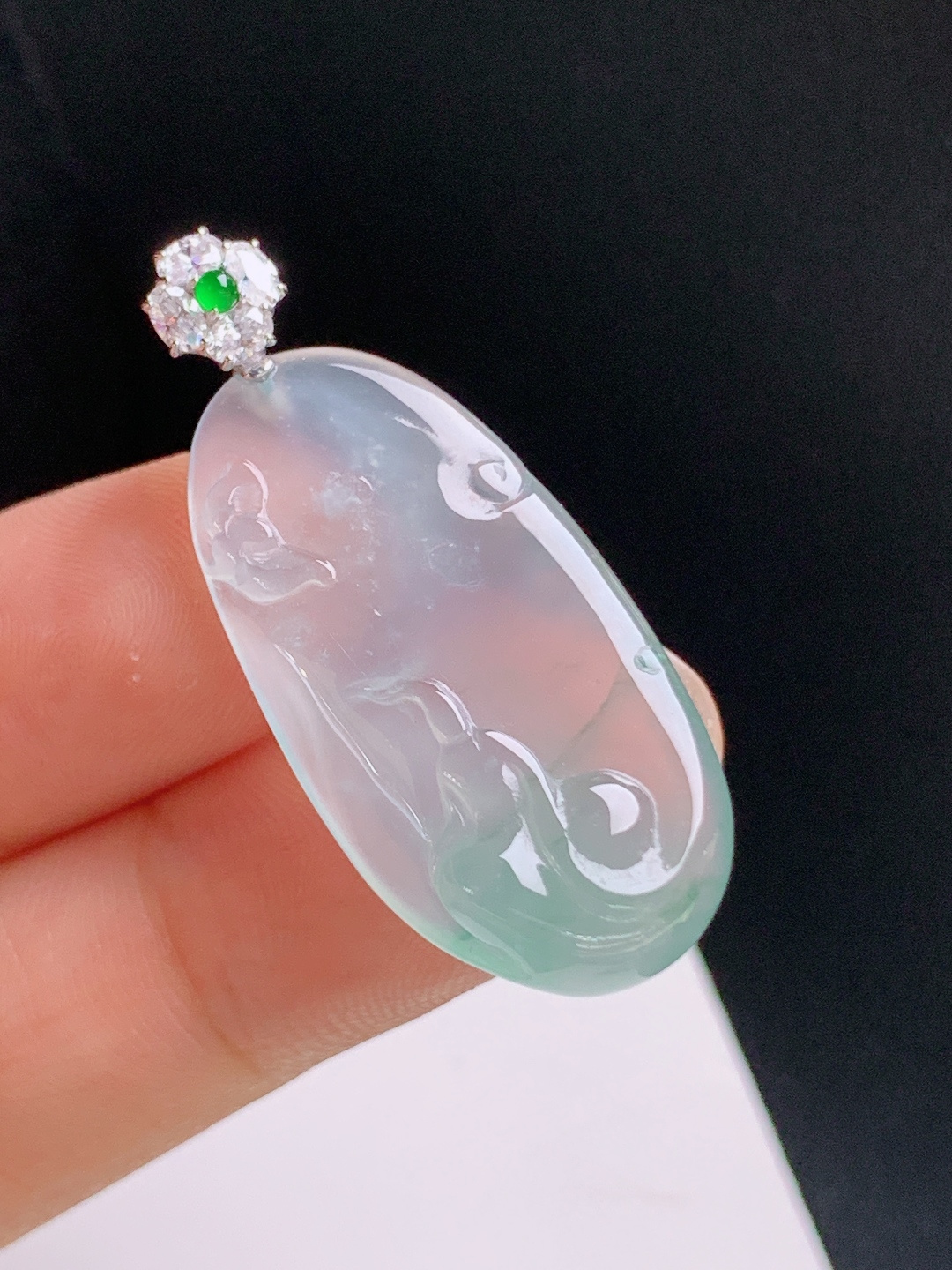 ️ 冰种飘花悟道吊坠，清透起光，意境悠远，静心安然 裸石29.3-15.6-6.8 整体36.7 53
