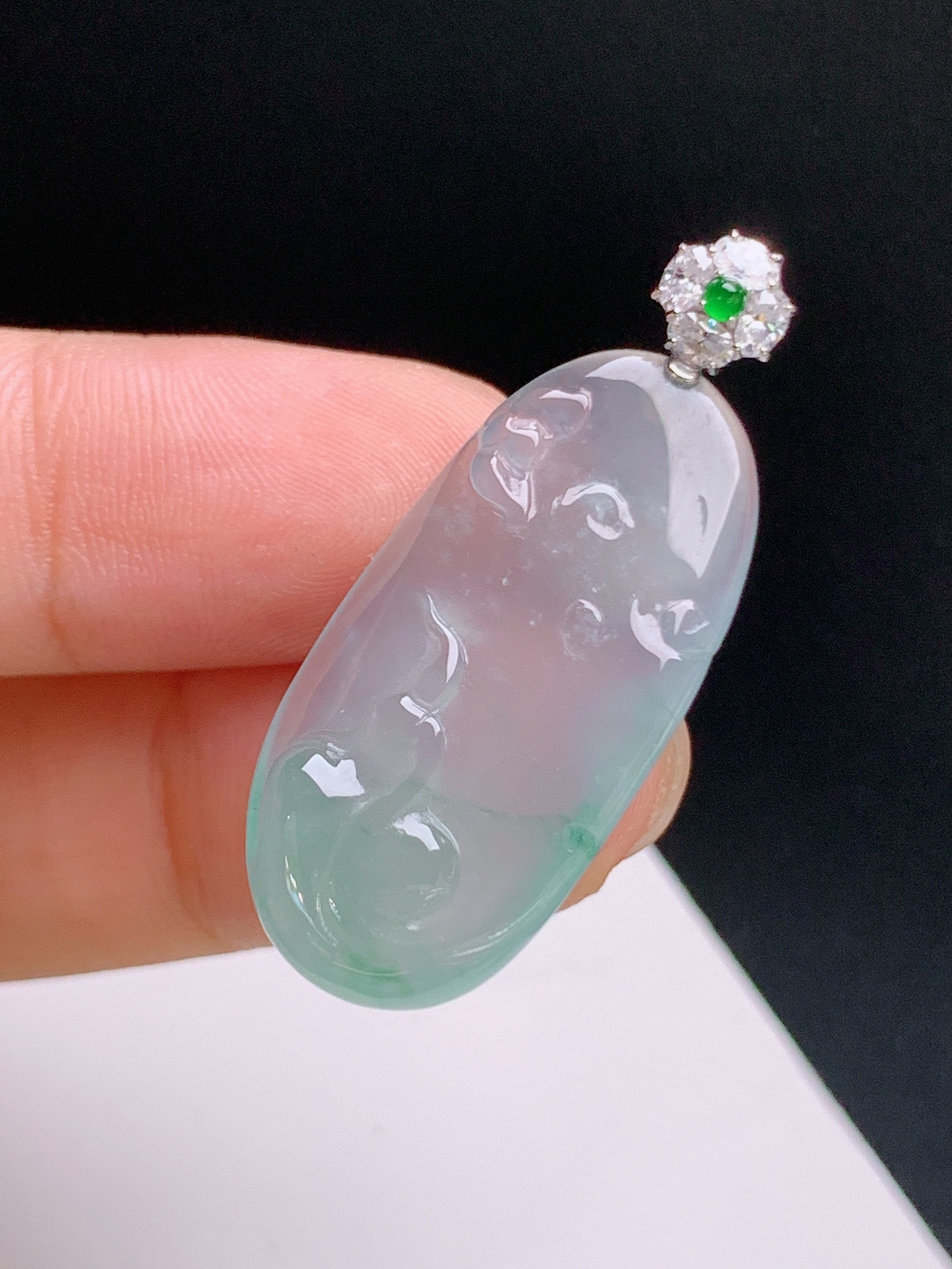 ️ 冰种飘花悟道吊坠，清透起光，意境悠远，静心安然 裸石29.3-15.6-6.8 整体36.7 53