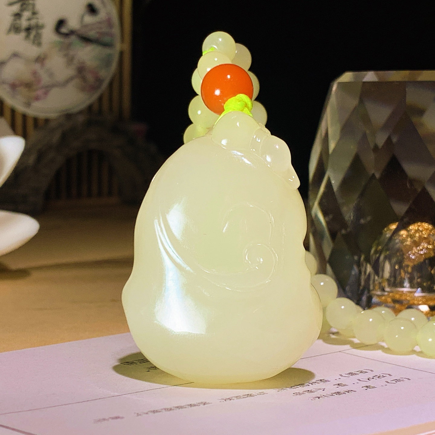 新疆和田玉若羌黄口料佛引福来挂件！尺寸41/30/17重64.5克 玉质细腻油润。手推出油。佩戴高端典雅。lt260920