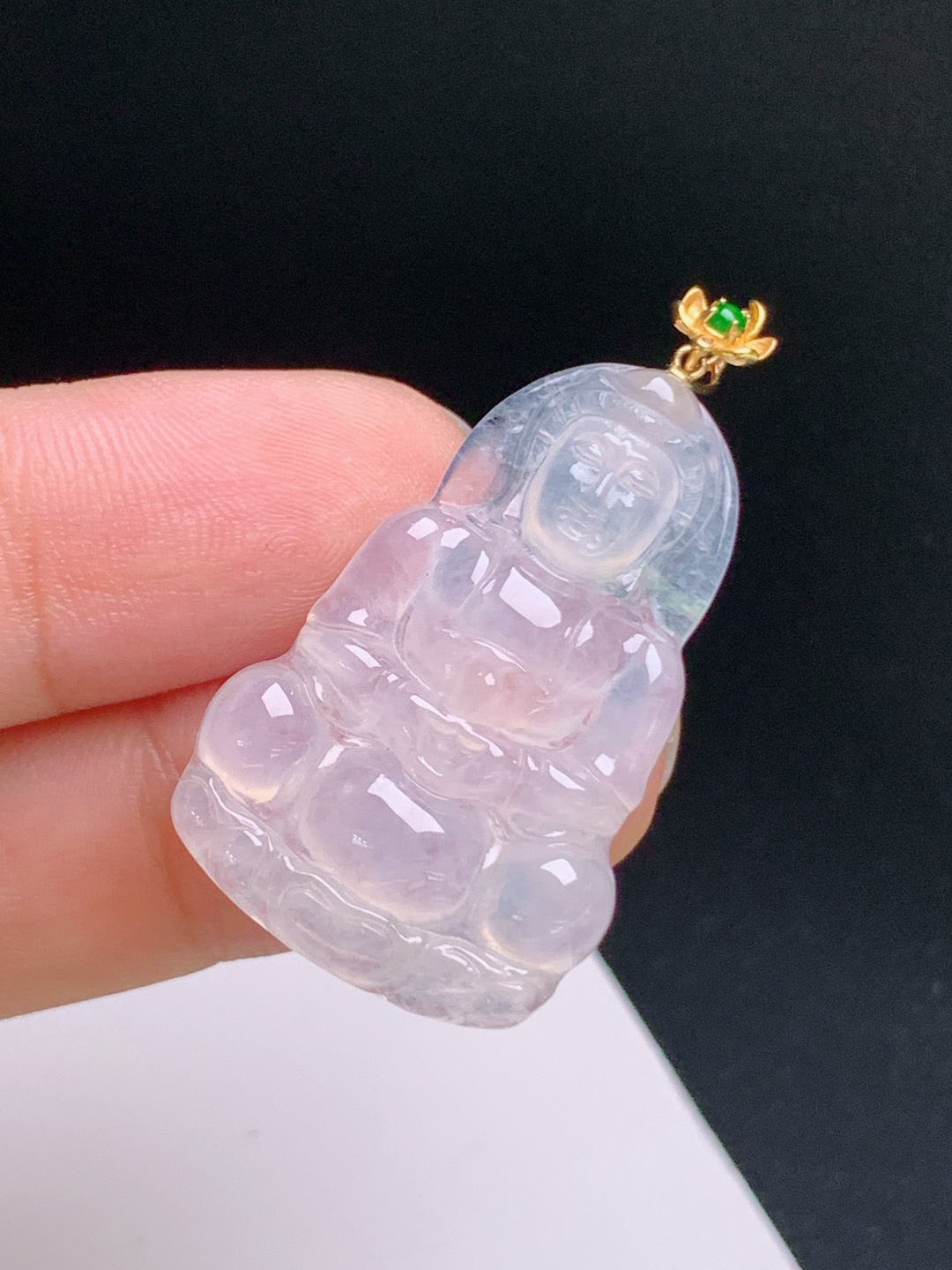 ️ 冰种观音吊坠，胶感十足，面相祥和，护佑平安，裸石31.5-20.6-4.8 整体35.9 13
