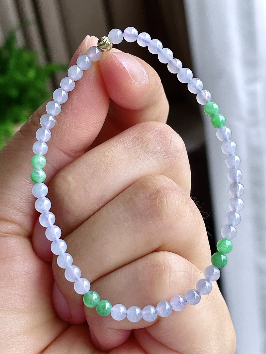 【珠子】冰双彩手串圆珠珠子手串 【说明】缅甸 性比高 【尺寸】3.6mm 【重量】4.3克