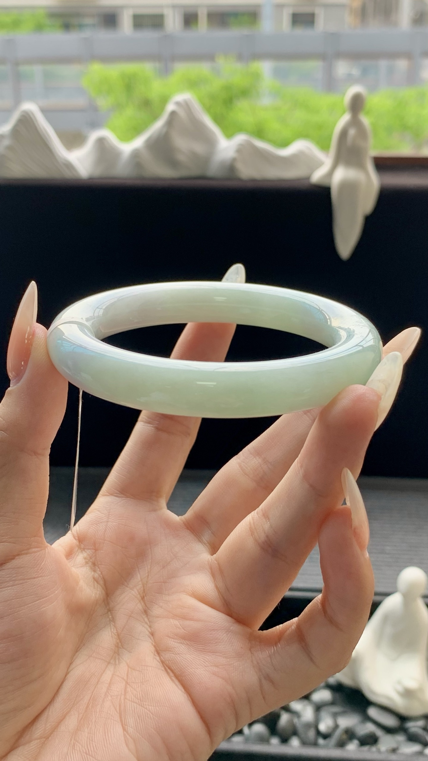 晴绿圆条圆条手镯成品 HYY-9267 尺寸：56-11-11