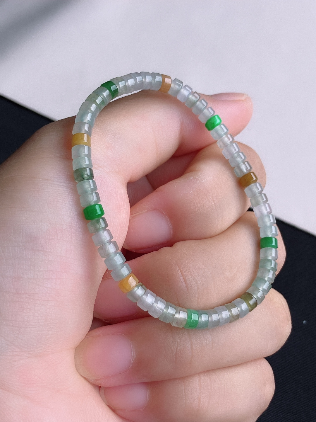 ️，三彩手链，晶莹剔透，尺寸4.3/自然光实拍