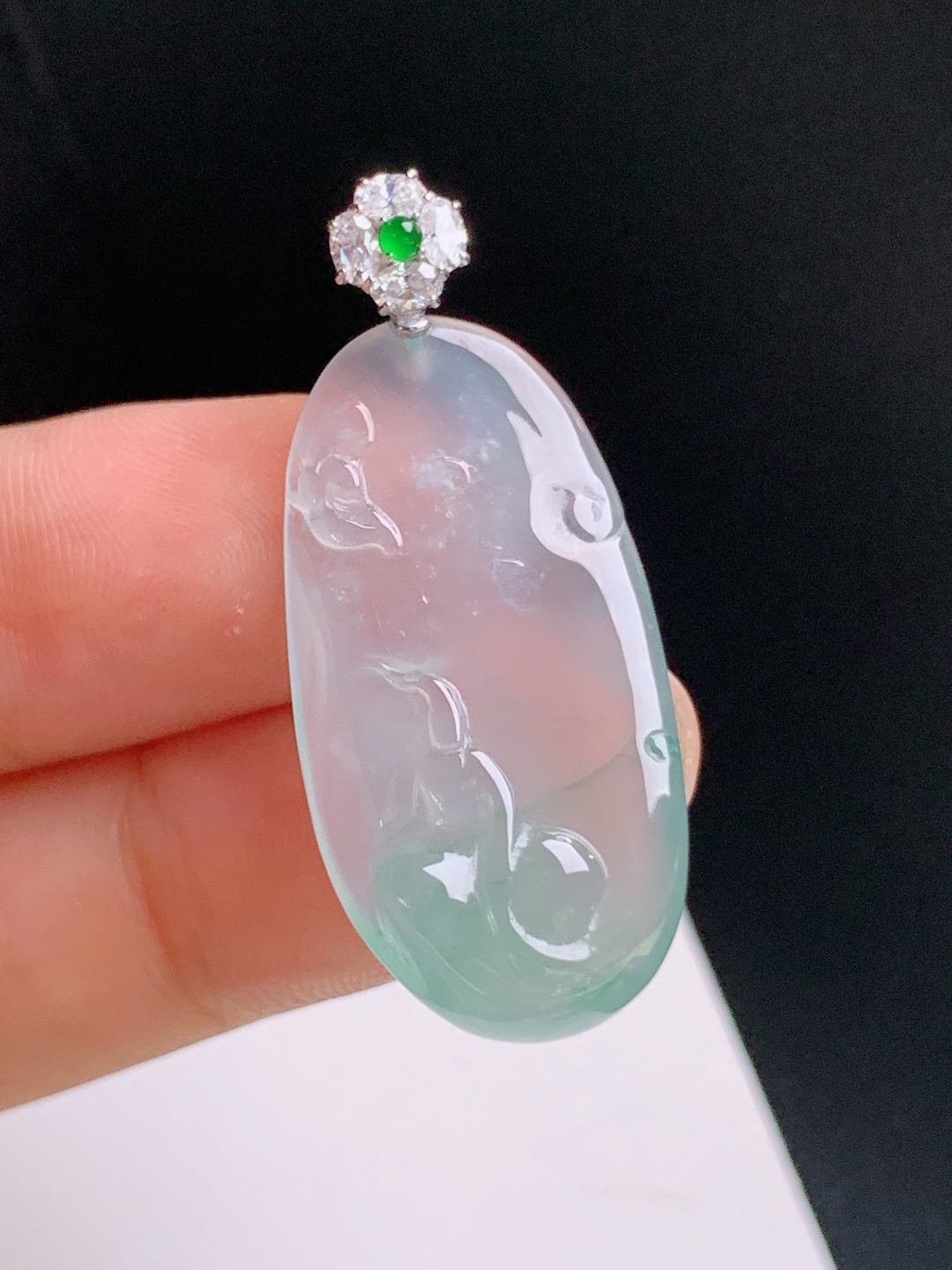 ️ 冰种飘花悟道吊坠，清透起光，意境悠远，静心安然 裸石29.3-15.6-6.8 整体36.7 