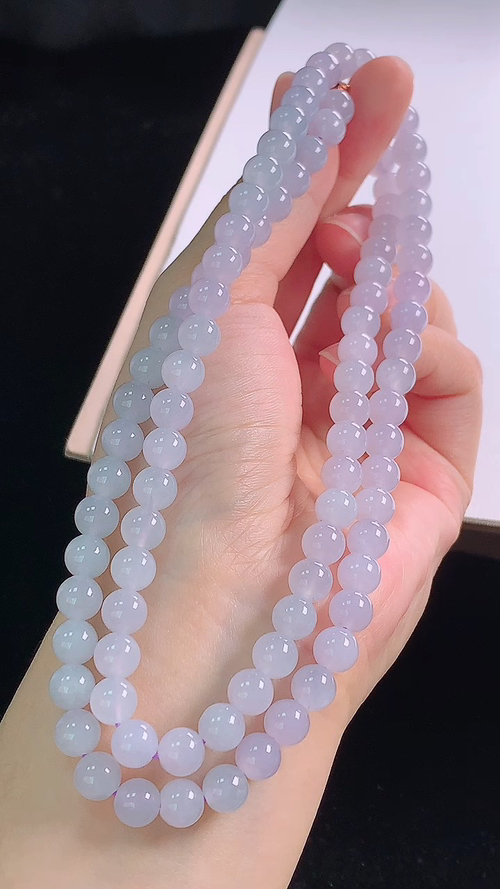 ️冰紫项链， 尺寸:6.9-6.9mm(90颗) 17