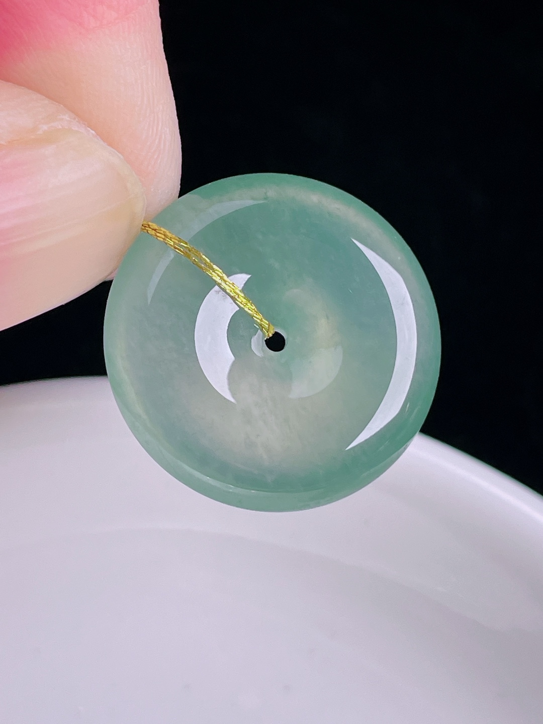 ️冰种平安扣，老种起光，细底通透，尺寸：22/6.2mm0920
