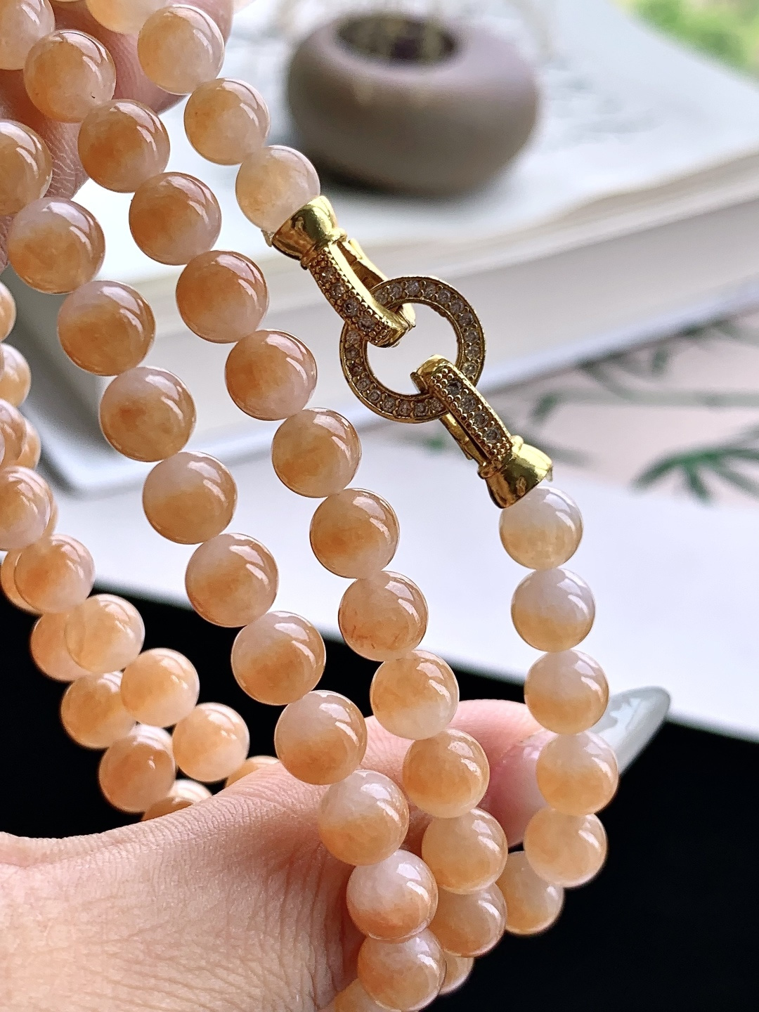 【珠子】️冰飘黄翡珠链圆珠子珠链 【说明】缅甸 性比高 【尺寸】6.8mm，31cm 【重量】54.5克