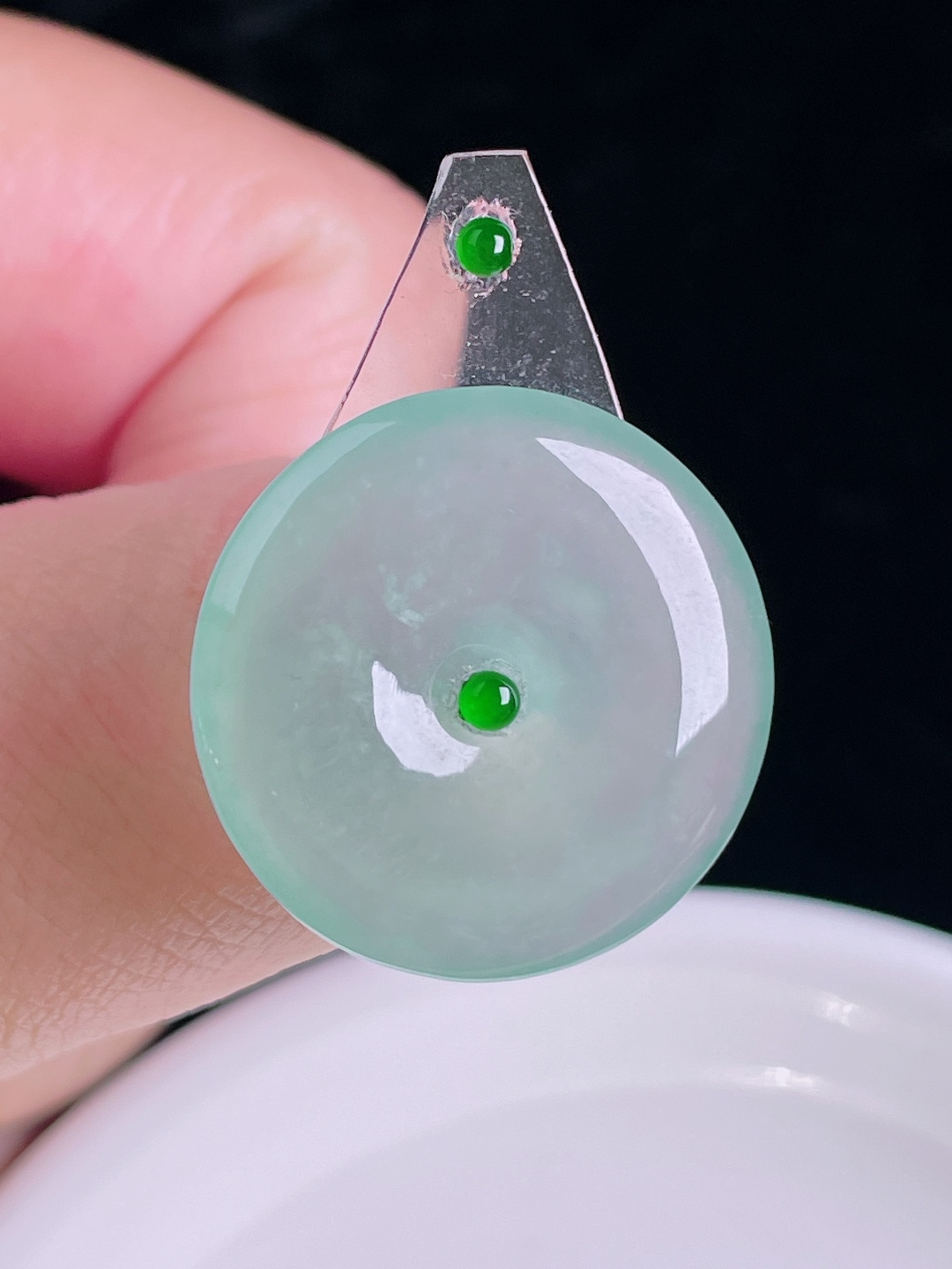 ️平安扣，老种起光，细底通透，尺寸：24.3/4.3mm0920