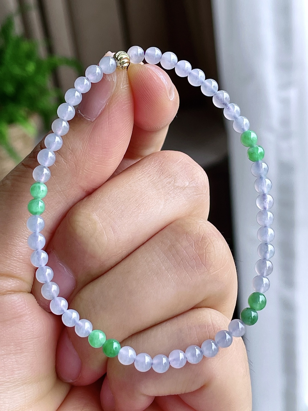【珠子】冰双彩手串圆珠珠子手串 【说明】缅甸 性比高 【尺寸】3.6mm 【重量】4.3克