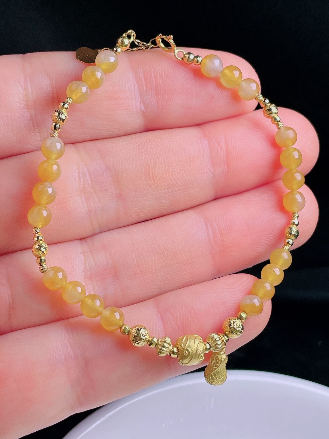 ️冰黄手链，老种起光，细底通透，尺寸：4.2mm0920