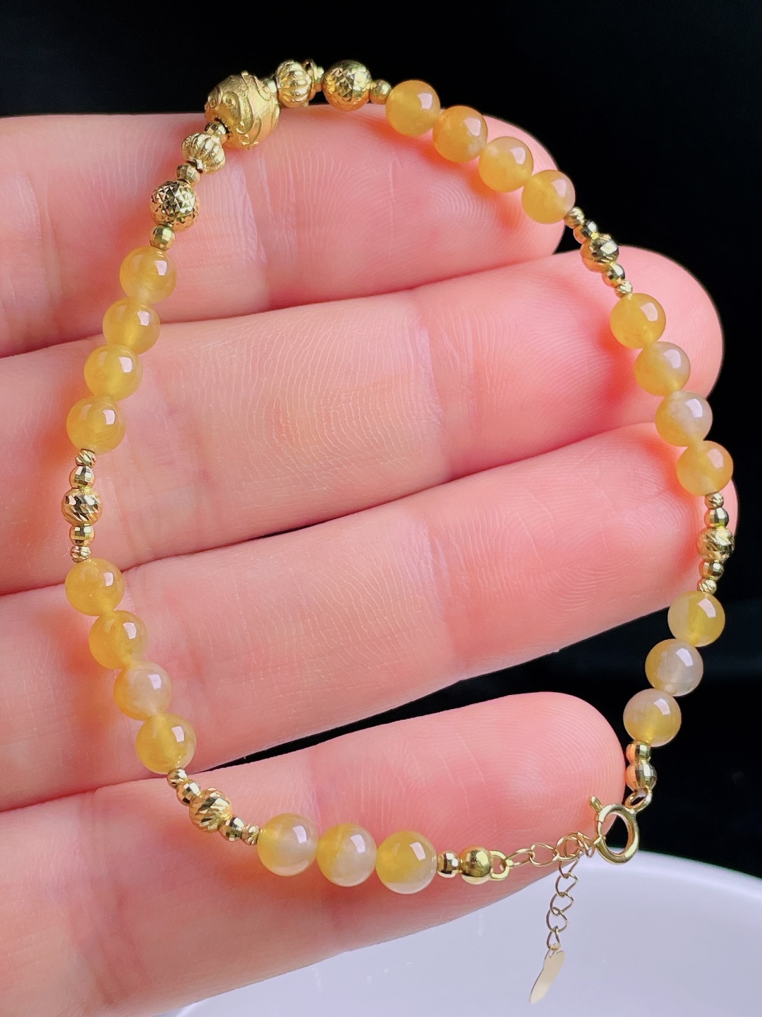 ️冰黄手链，老种起光，细底通透，尺寸：4.2mm0920