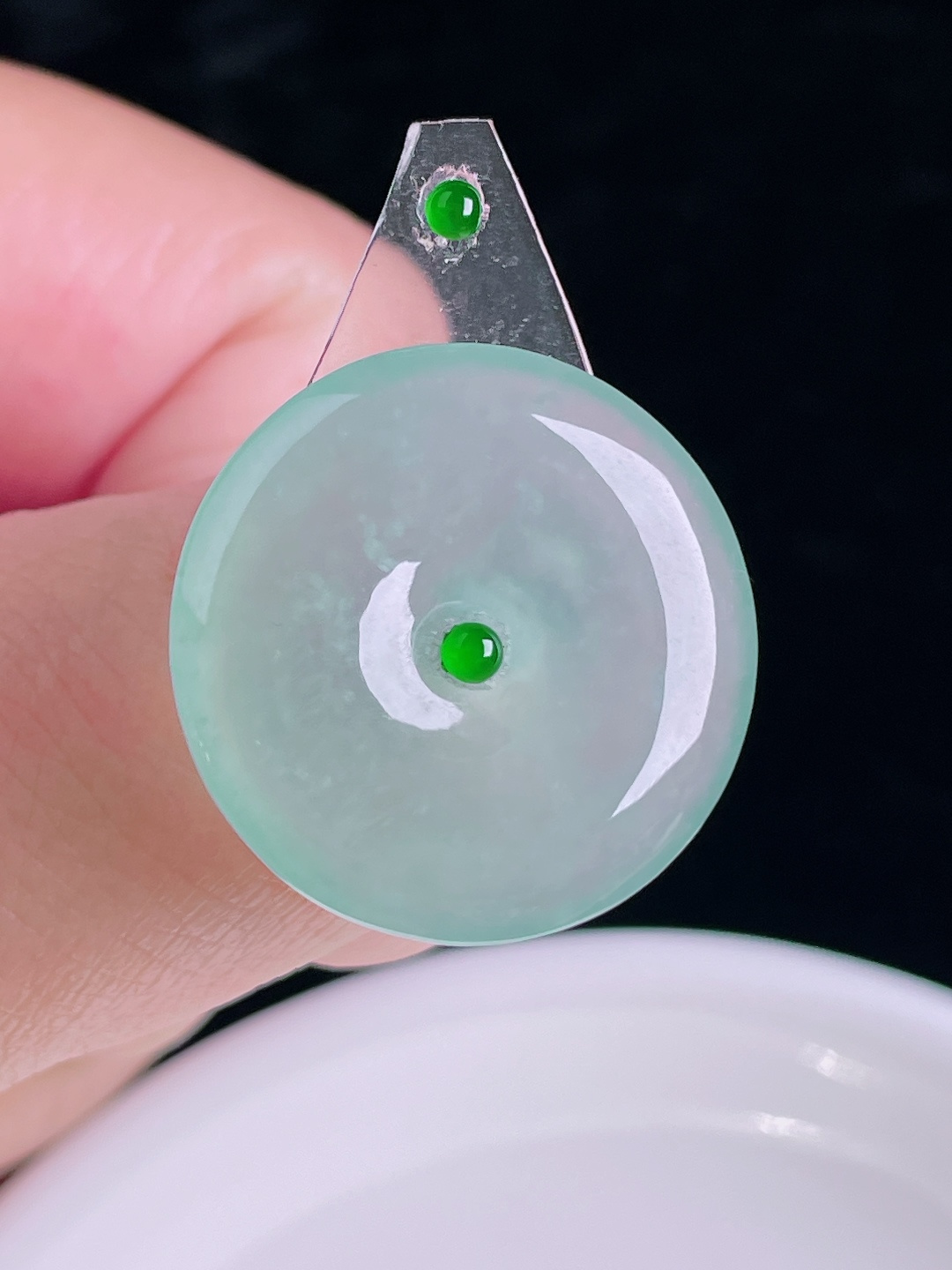️平安扣，老种起光，细底通透，尺寸：24.3/4.3mm0920