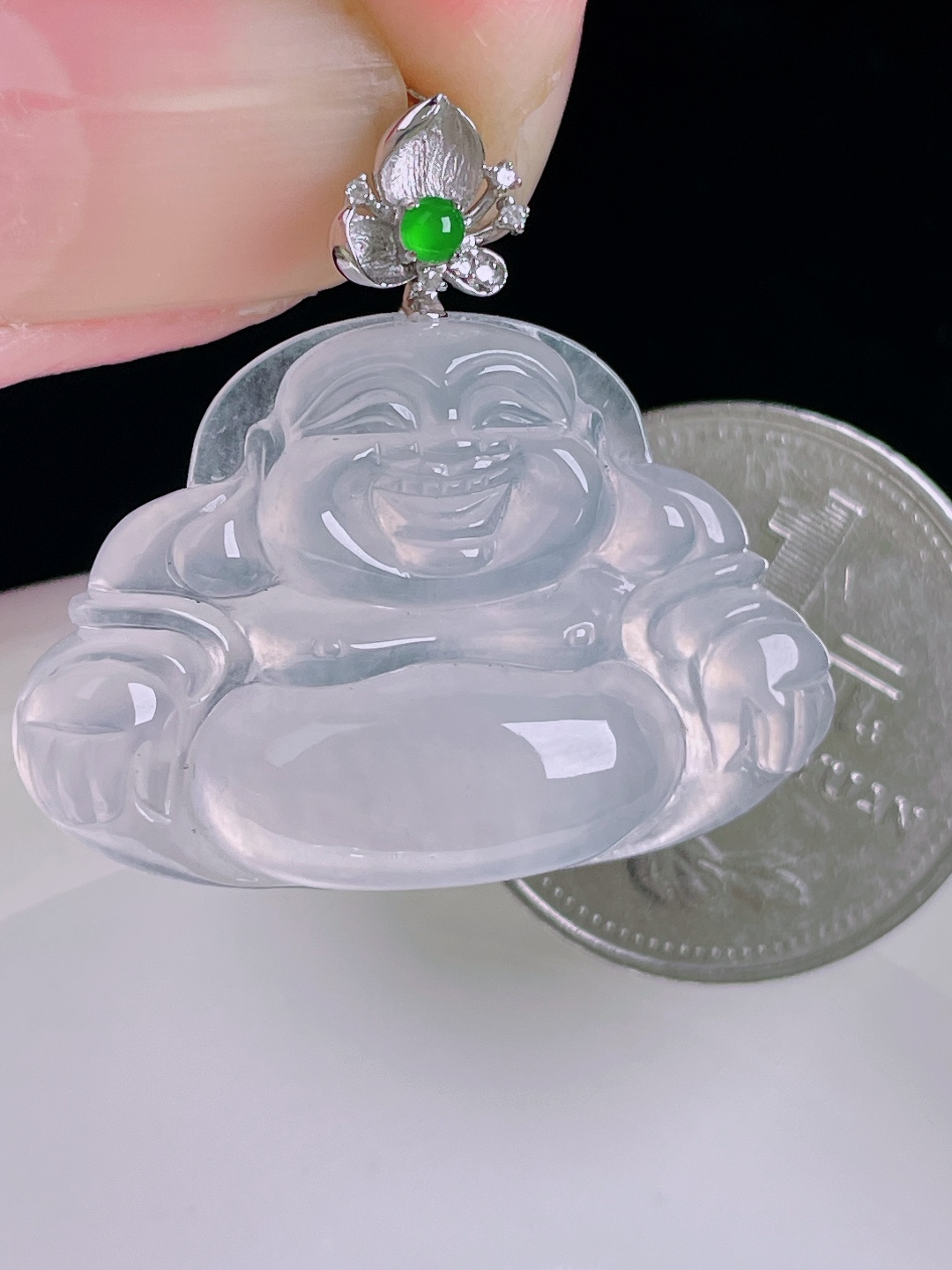 ️佛公，18k镶嵌，老种起光，细底通透，尺寸：28.8裸石22/31.6/6mm0920