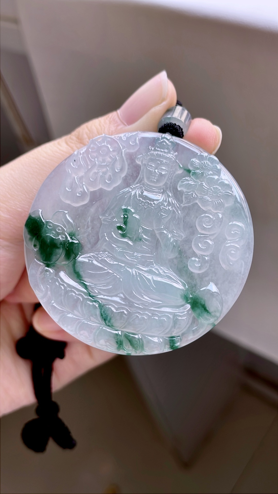 ️ 冰种飘花观音 飘花灵动，种老起胶 尺寸：50.4/5.5