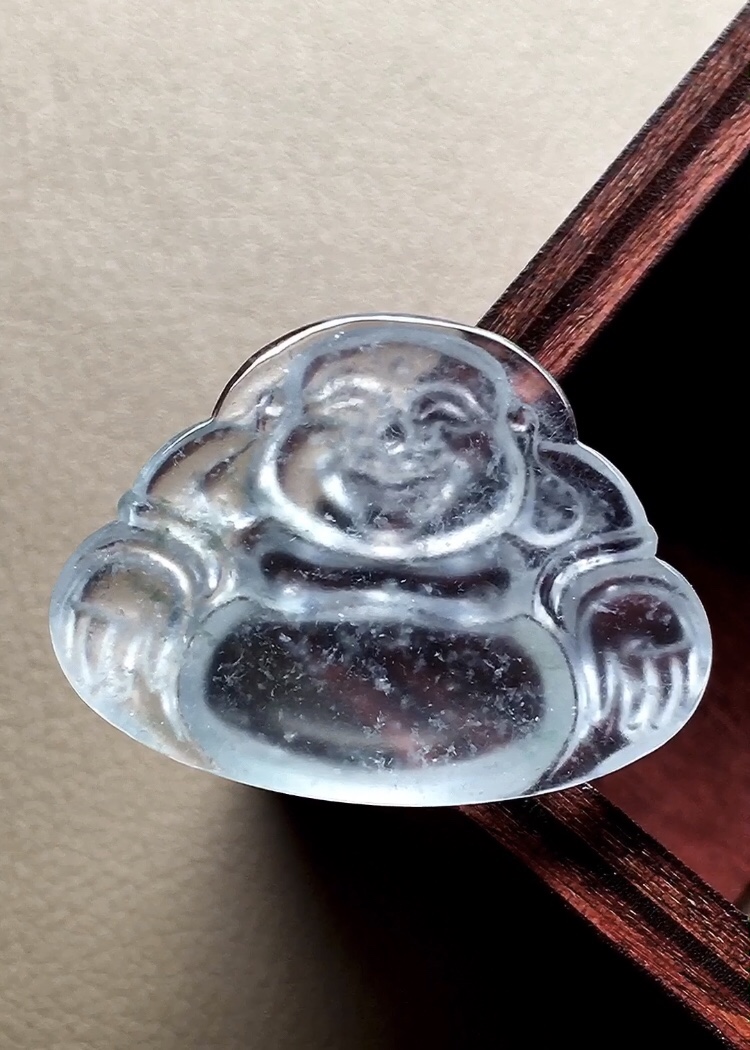 ️ 玻璃种木那佛公 底子水润，种老，荧润起光，无裂尺寸20.5*26.3*4