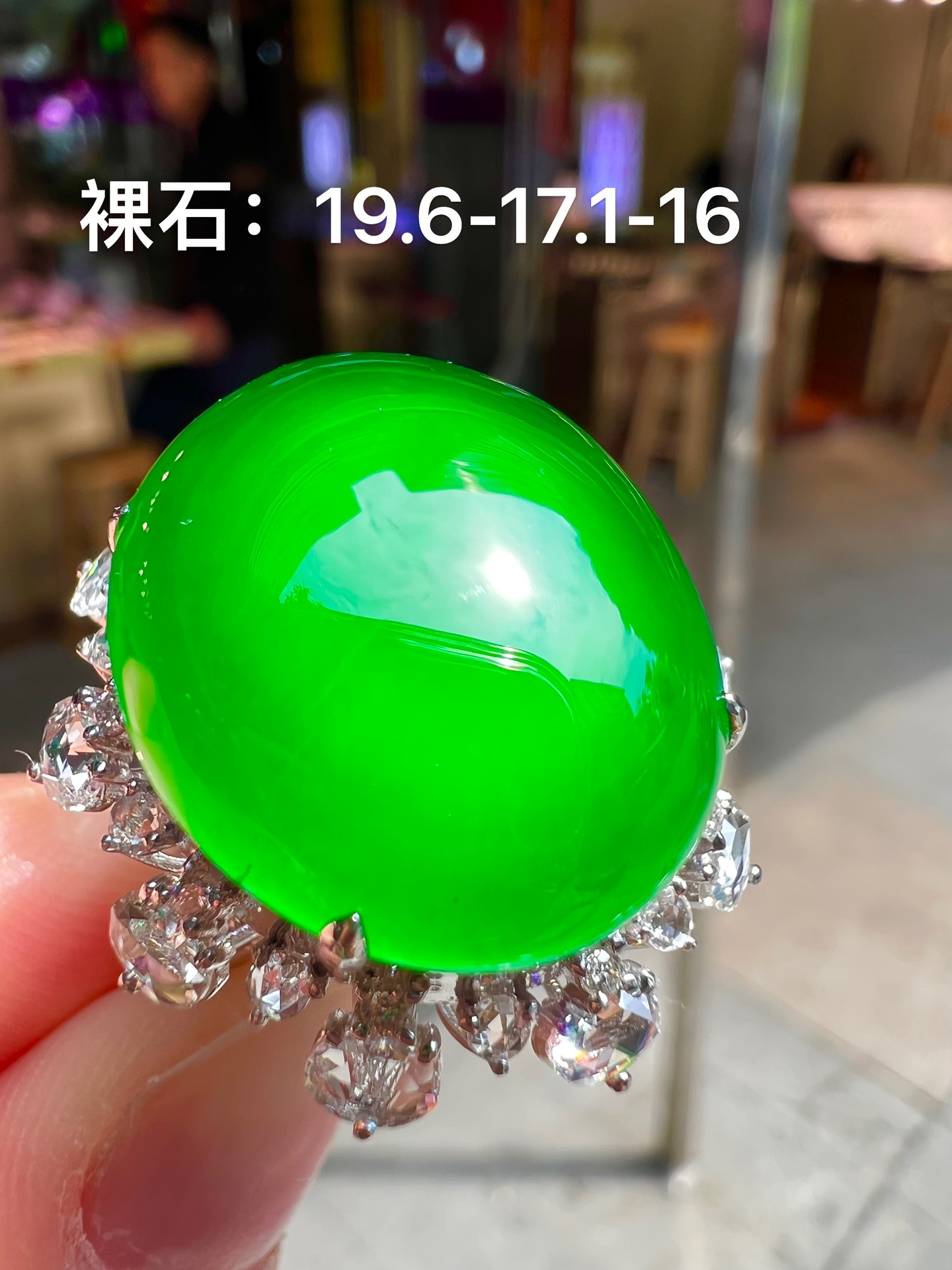 ️️ 【满色戒指 色泽艳丽】无裂18K金奢华满钻 种好细腻，19.6-17.1-16