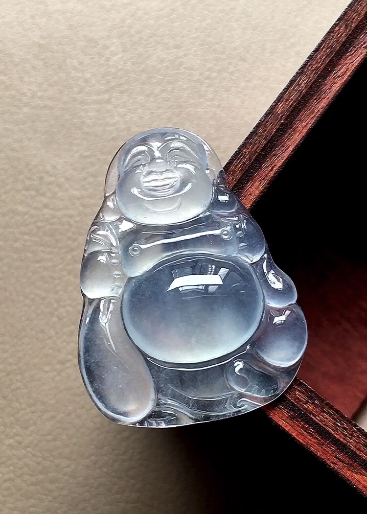 ️ 玻璃种布袋佛 底子十分冰透，种老，光感十足，无裂尺寸27*20.3*5
