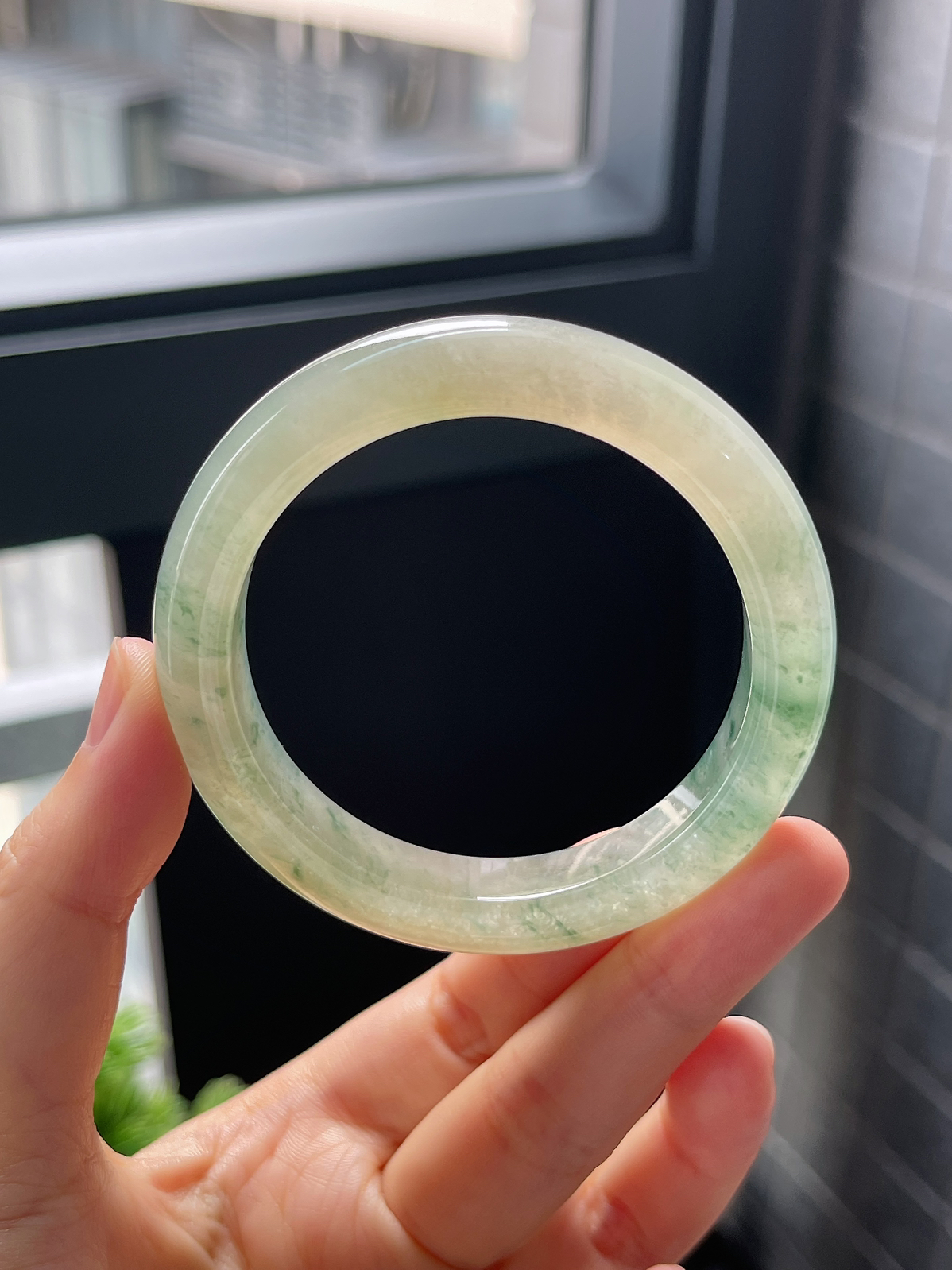 圈口51.7，冰糯种飘花翡翠正圈手镯9.22