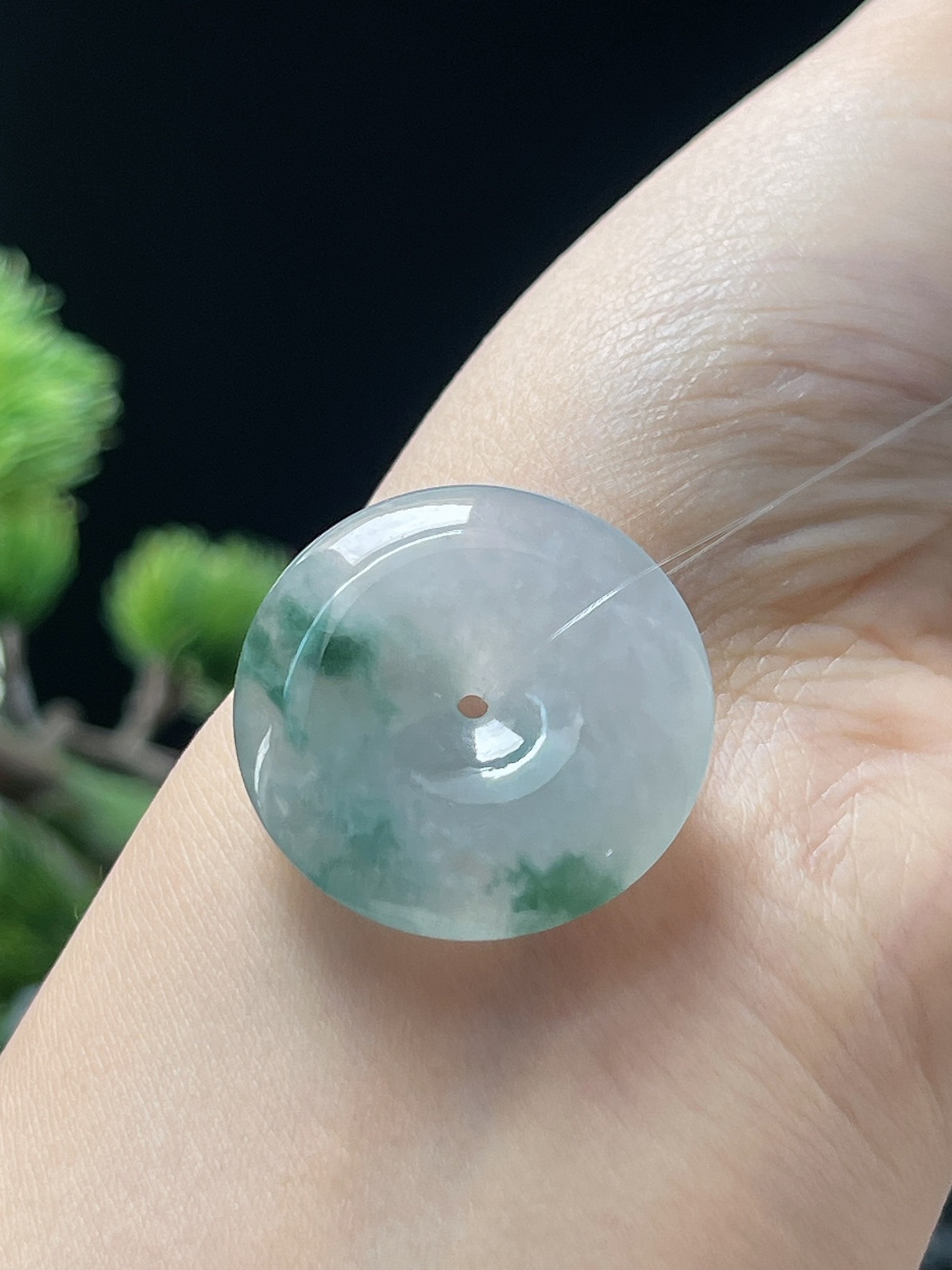 翡翠冰糯种飘花平安扣