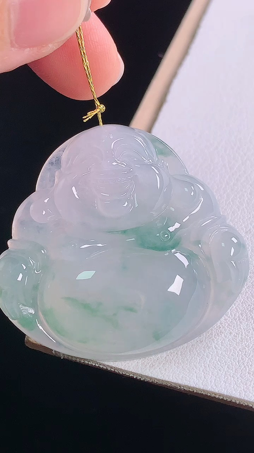 ️冰种飘花佛公，无裂，尺寸:36.1-39.5-7.8mm 17