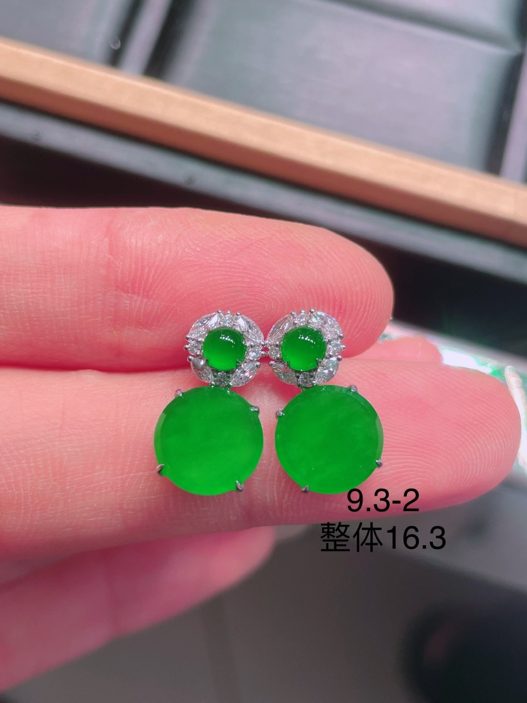 ️冰种绿平安扣耳坠，晶莹剔透，新颖时尚，无裂，9.3-2