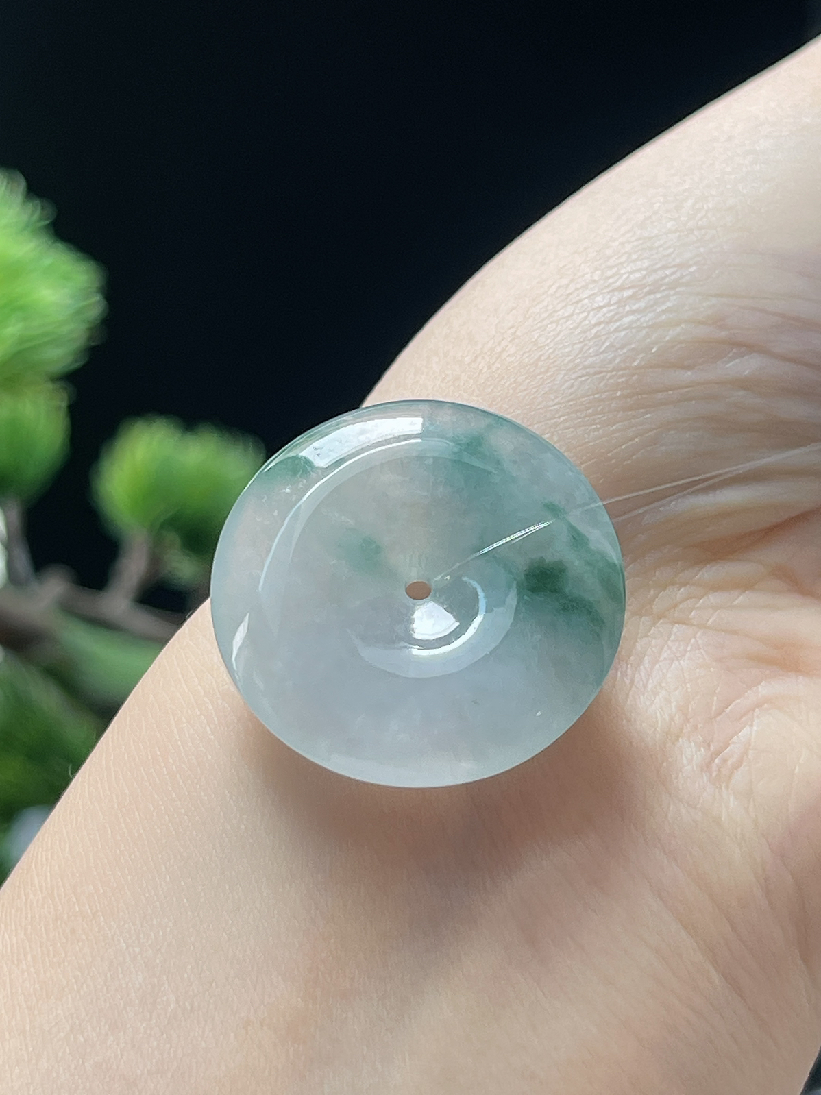 翡翠冰糯种飘花平安扣