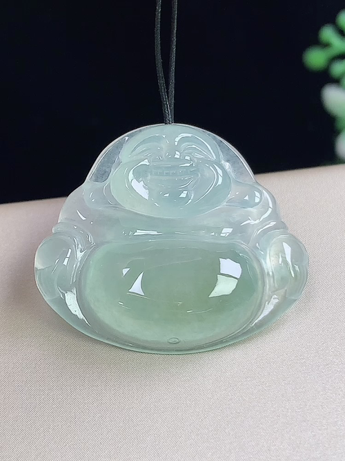 冰飘黄翡佛公，无裂，尺寸23.6*27.2*5.9mm，j21ayd