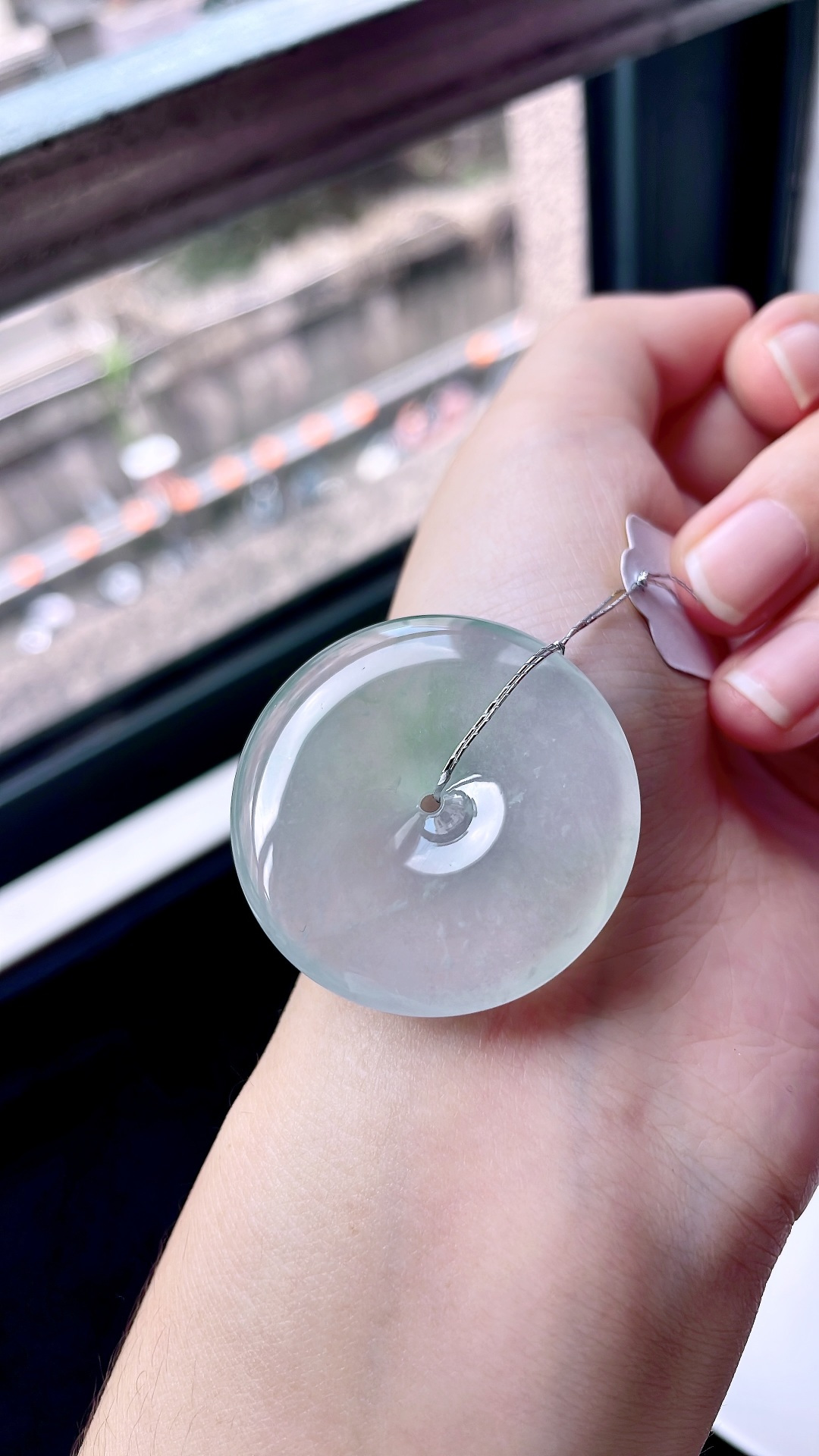 ️ 冰种木那平安扣，无裂，冰润通透，尺寸：34.5/6