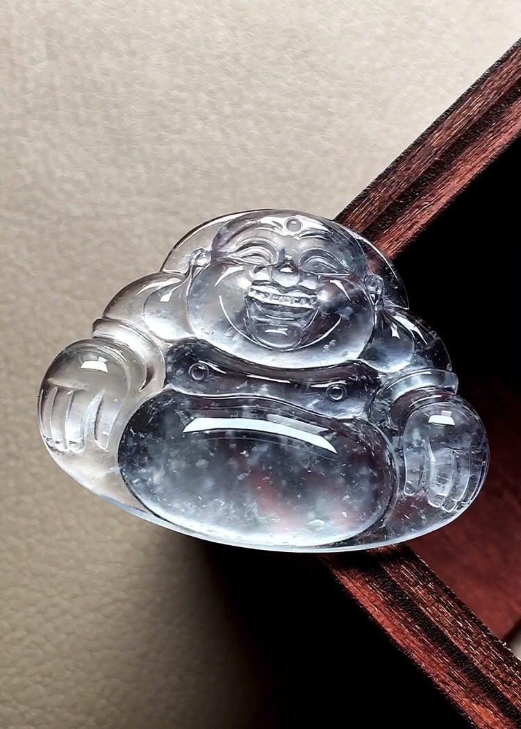 ️ 玻璃种木那佛公 底子水润，种老，荧润起光，无裂尺寸20.5*26.3*4