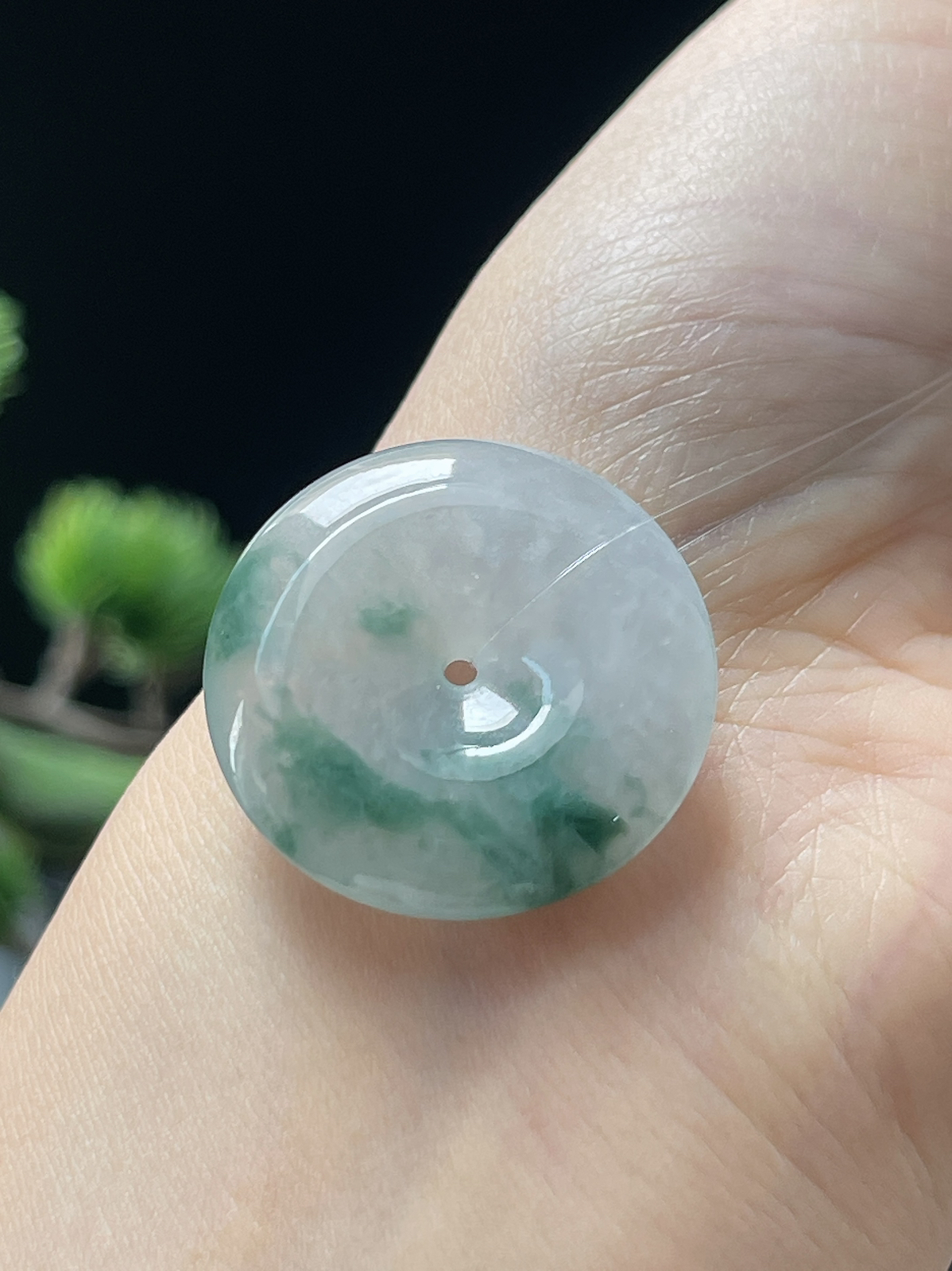 翡翠冰糯种飘花平安扣