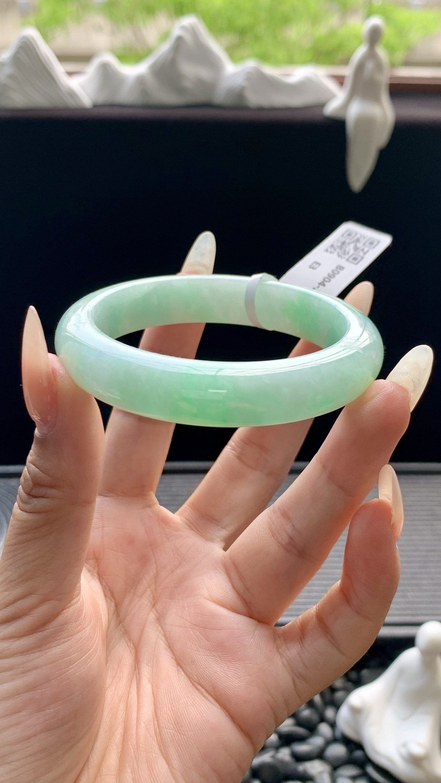 飘绿正圈手镯成品 B0904-246 尺寸：53-12-8