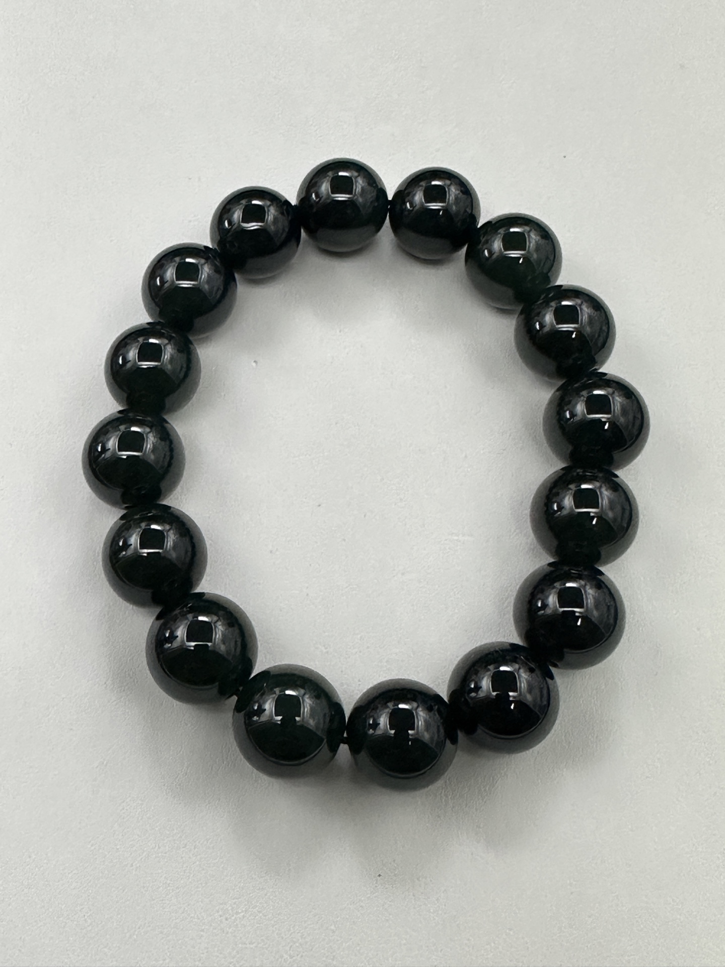 ️【墨翠手串13mm】老坑冰种 黑度好 灯照全透 呈帝王绿 种老起光 底极细腻 圆润饱满