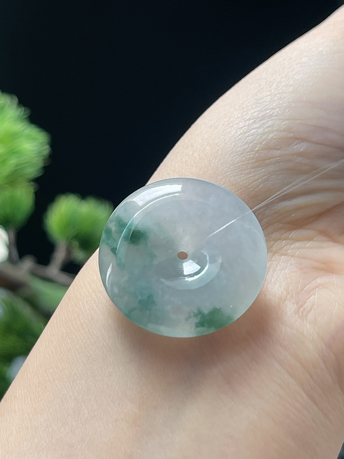 翡翠冰糯种飘花平安扣
