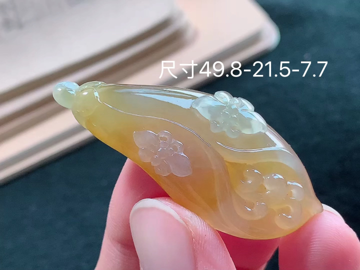 ️ 冰黄翡玉兰花 老坑冰透 种老水足 水润光泽 性比高 无裂, 尺寸看图 49.8-21.5-7.