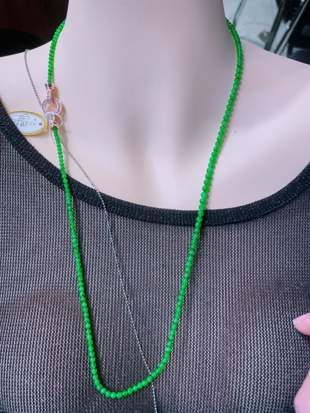 ️高冰绿珠子项链，晶莹剔透，新颖时尚，2.7-3
