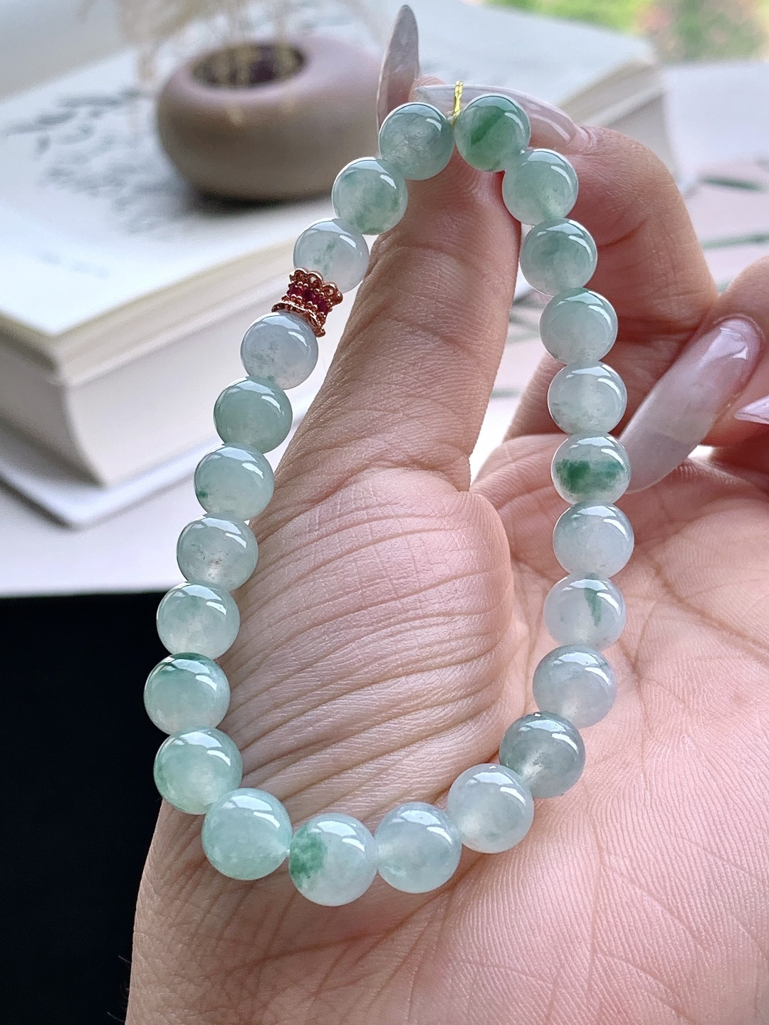 【珠子】️飘花手链圆珠子手链 【说明】缅甸 性比高 【尺寸】7.9mm 【重量】21.2克