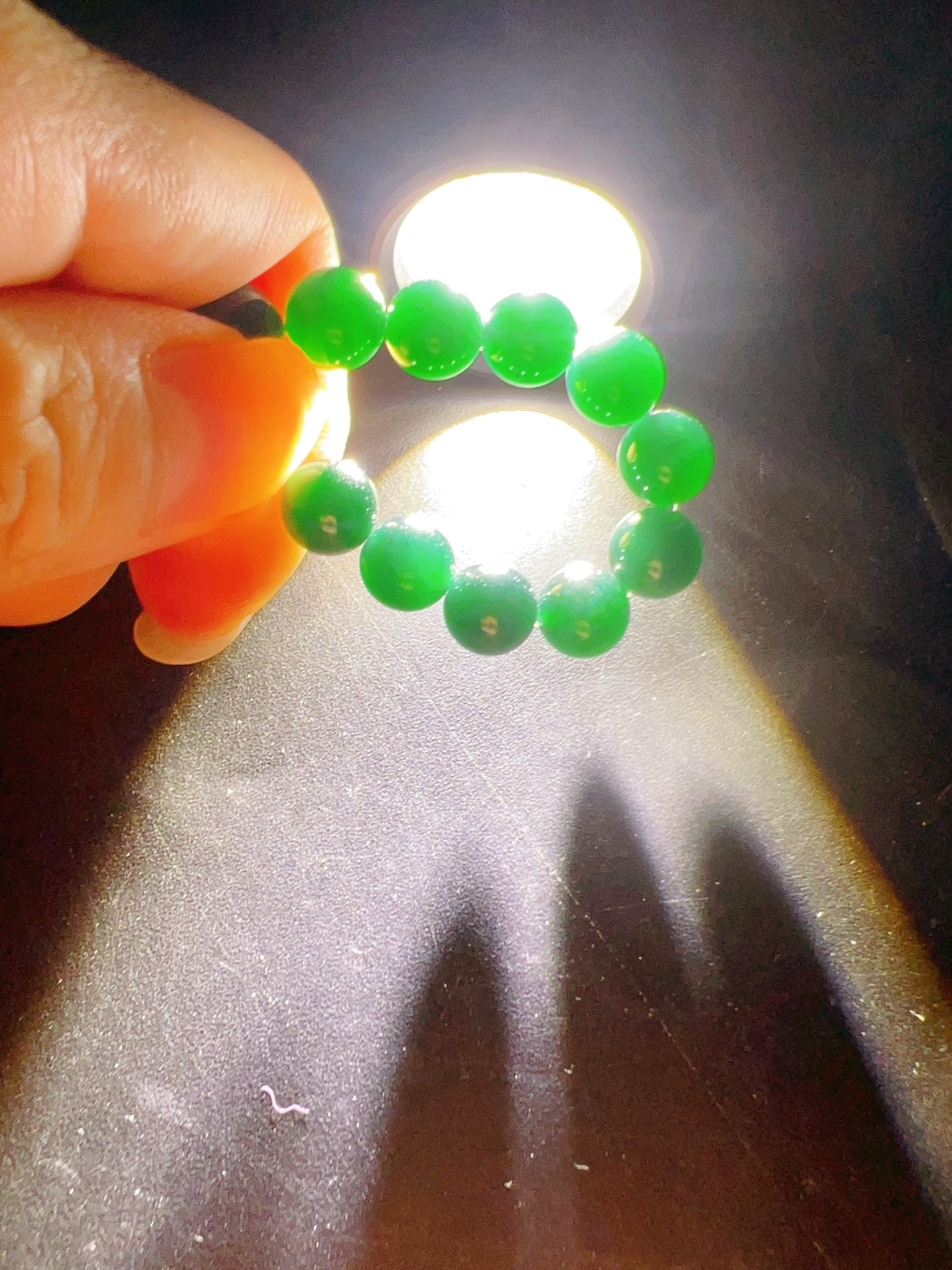 ️ 9.20 精品3号墨翠手链8mm 极黑油亮 质地细腻水头好 灯照透翠绿