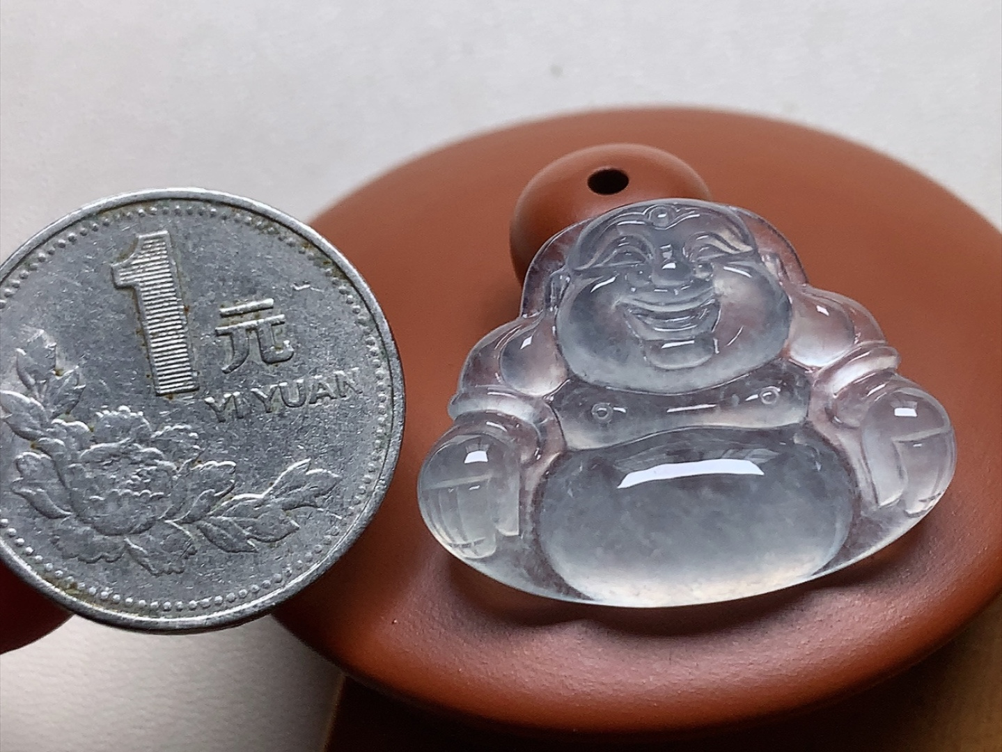 ️ 冰种佛公 种水，冰透感十足，无裂尺寸30*22.6*6