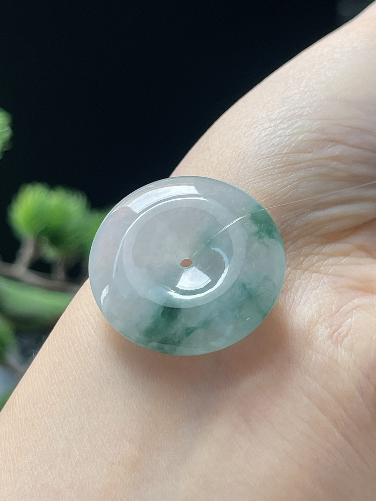 翡翠冰糯种飘花平安扣
